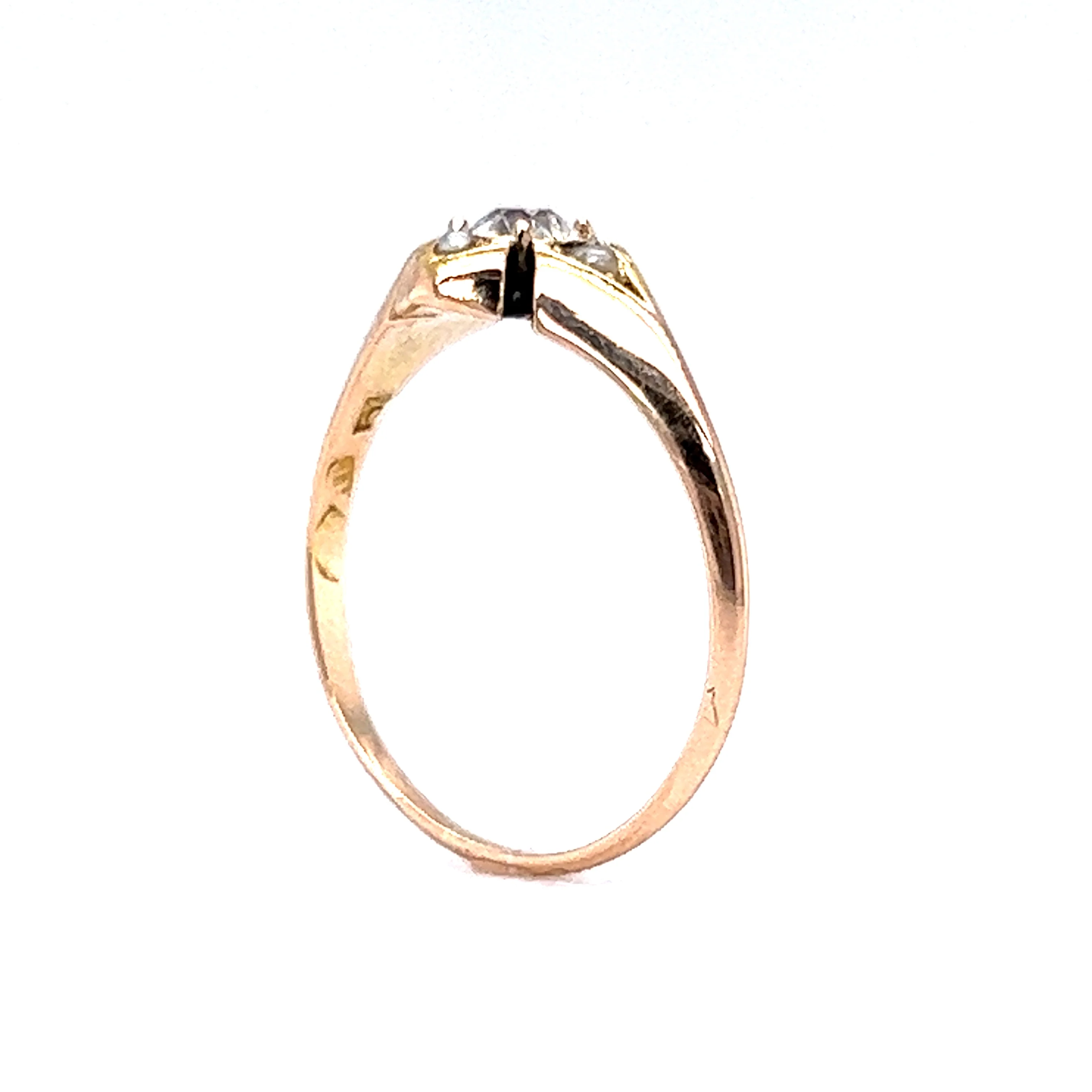 Victorian Diamond & Seed Pearl Ring in 14k Yellow Gold - Image 5