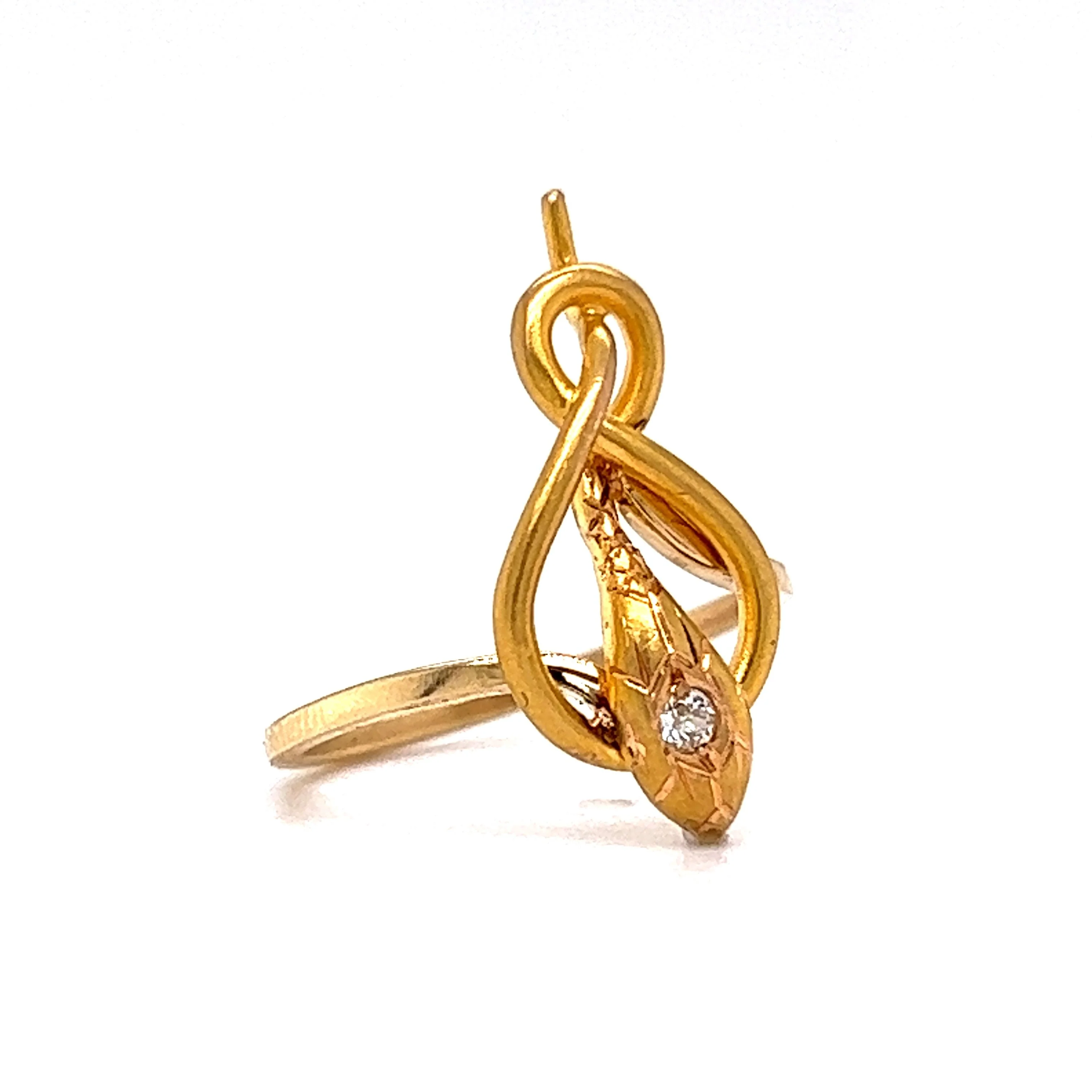 Victorian Diamond Snake Knot Ring in 18k Yellow Gold - Image 3