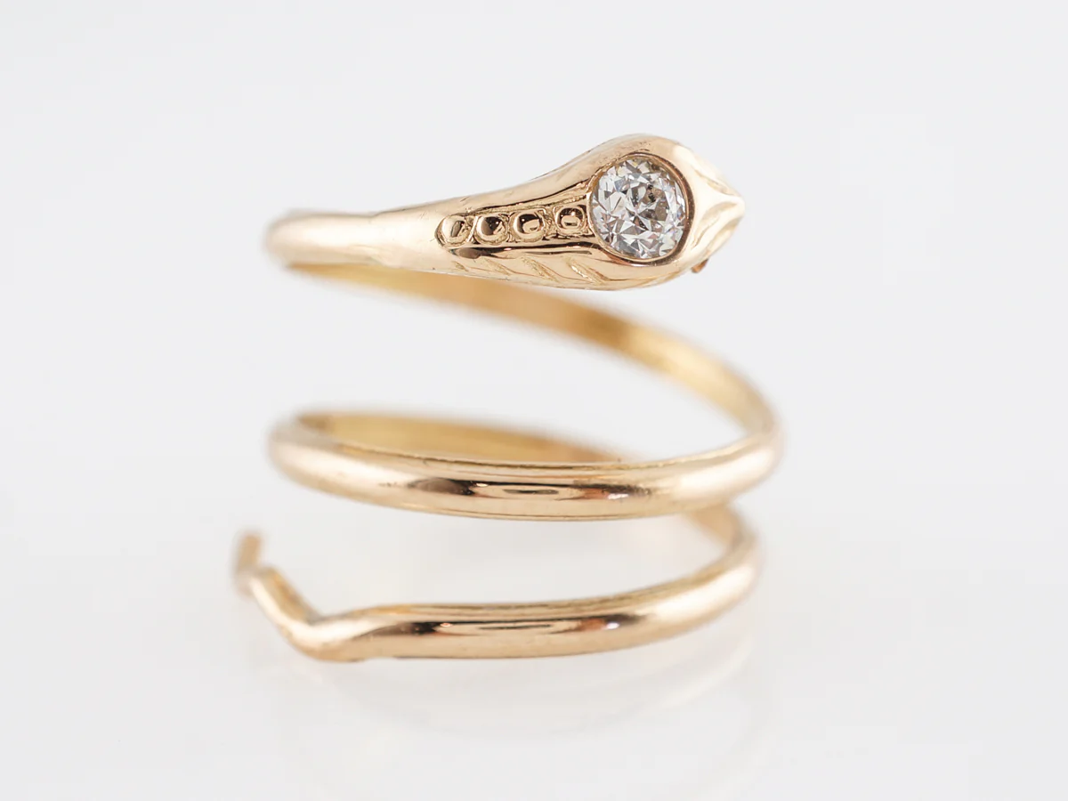 Victorian Diamond Snake Ring 18k Yellow Gold