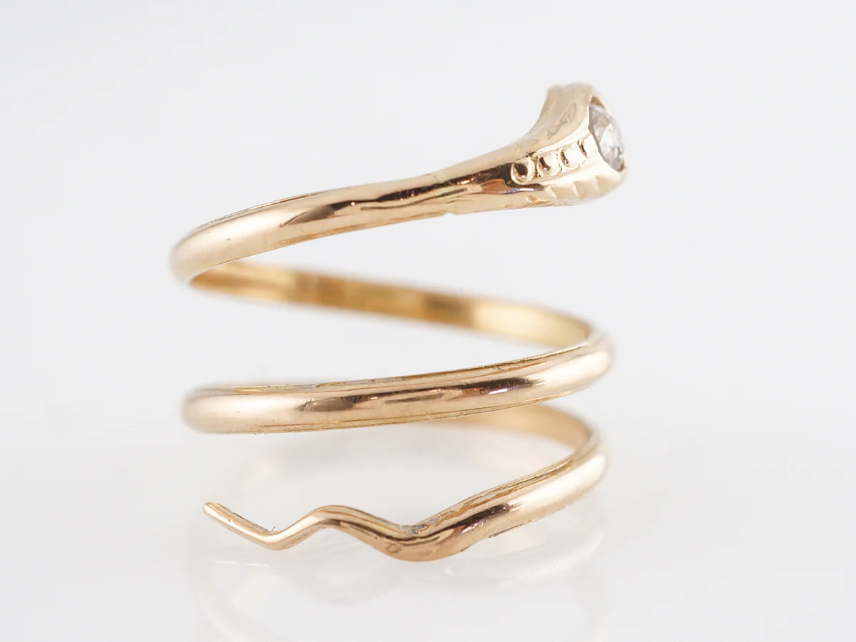 Victorian Diamond Snake Ring 18k Yellow Gold - Image 3