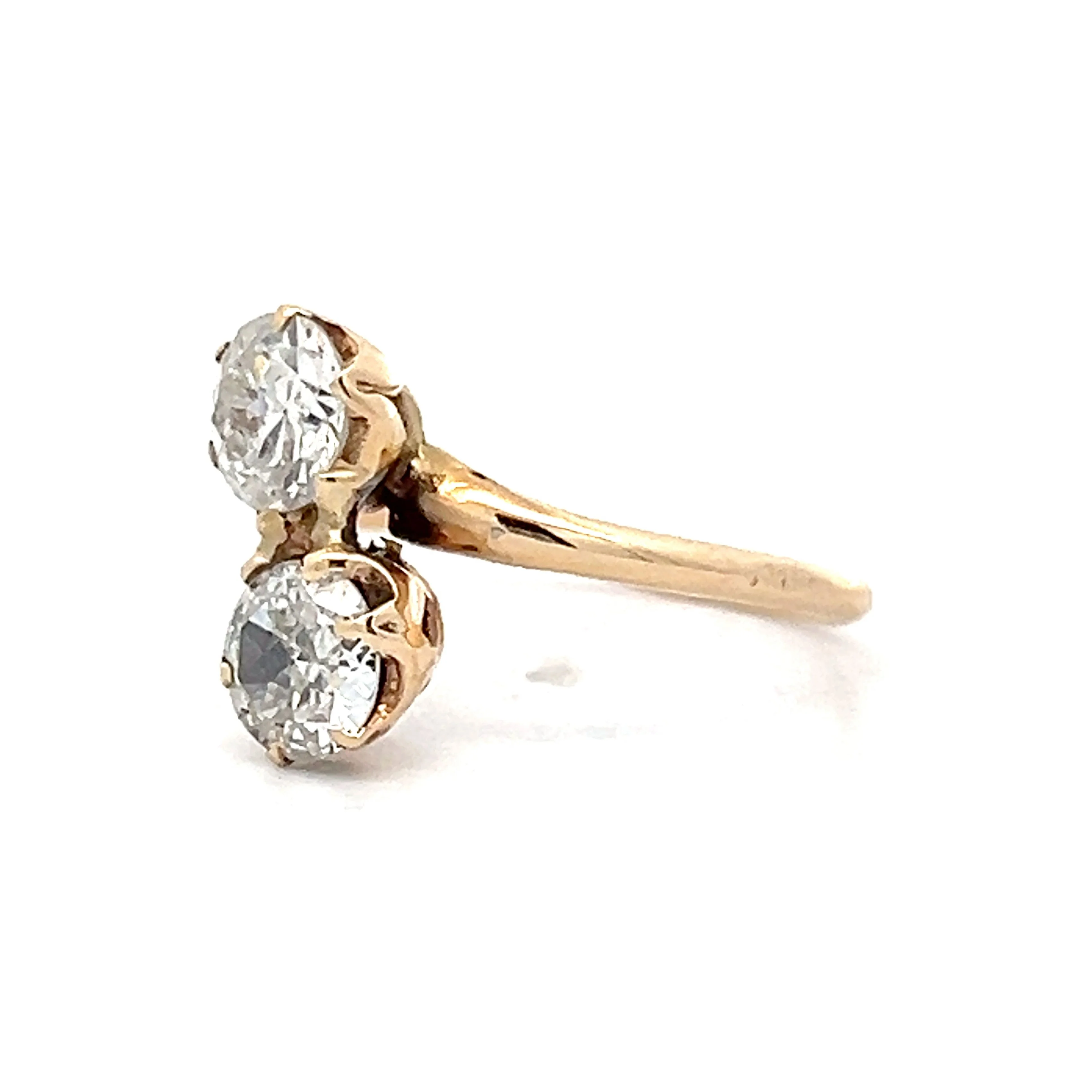 Victorian Diamond Toi Et Moi Engagement Ring in 10k Yellow Gold - Image 2