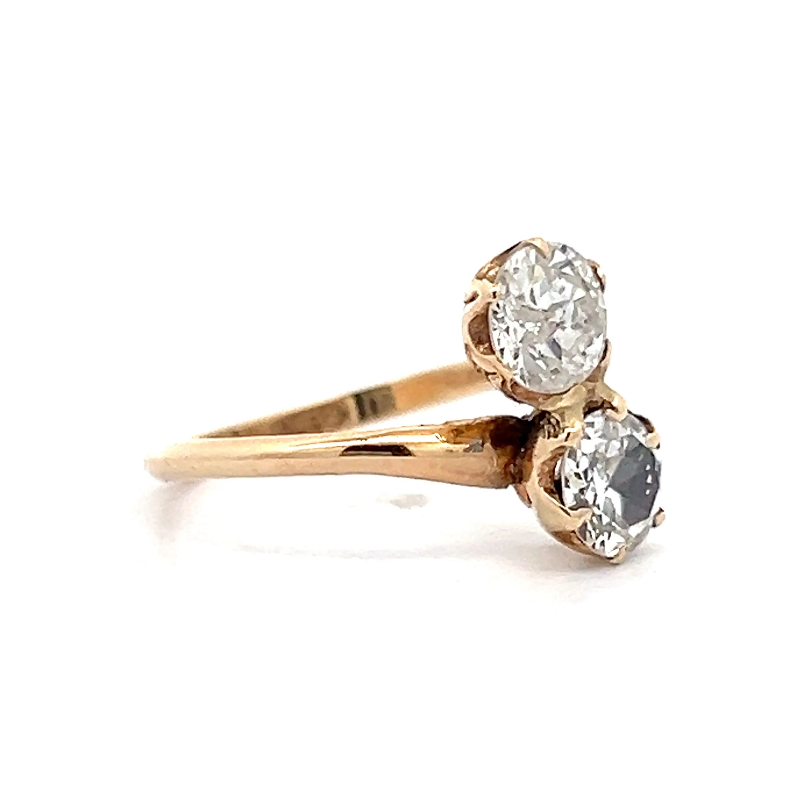 Victorian Diamond Toi Et Moi Engagement Ring in 10k Yellow Gold - Image 3