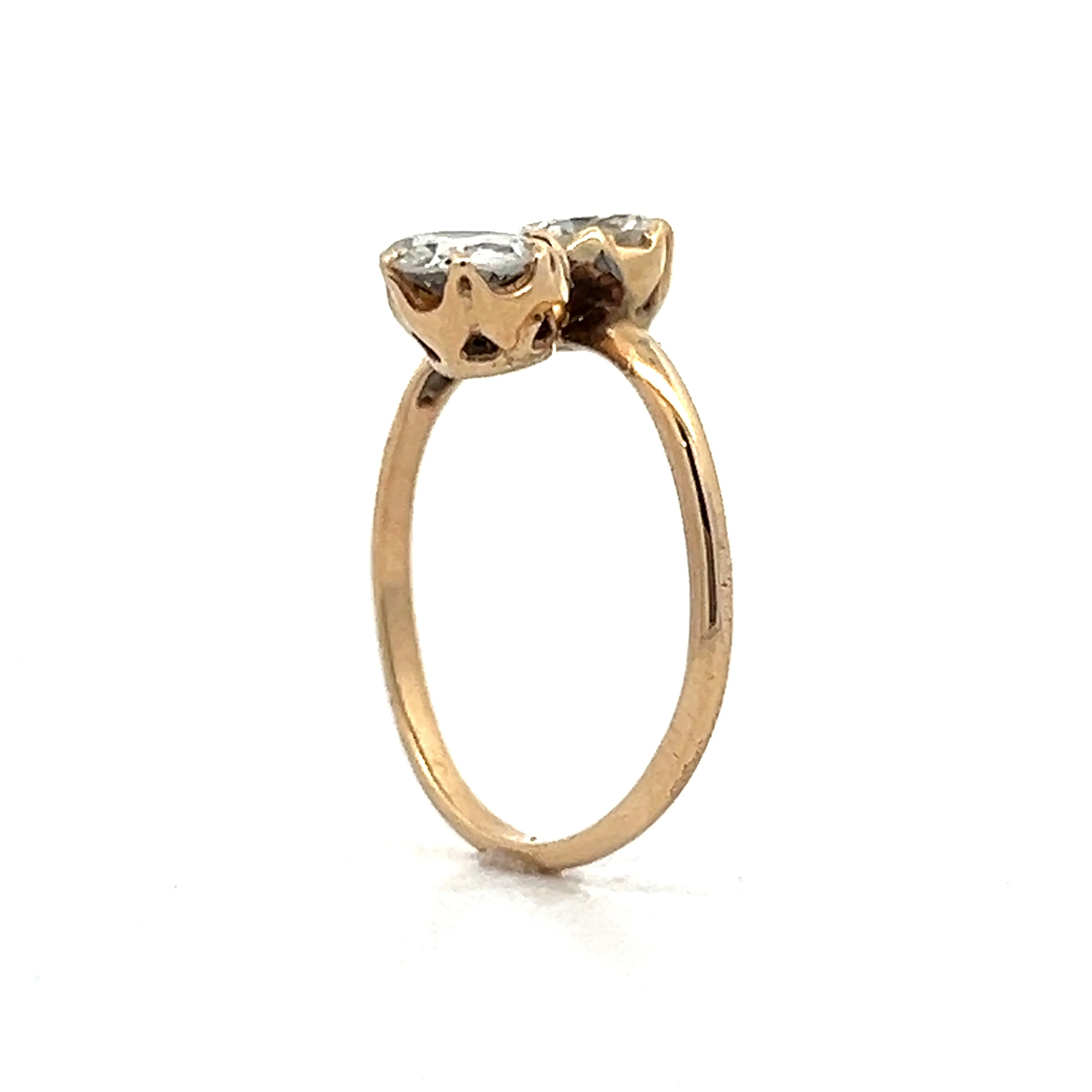 Victorian Diamond Toi Et Moi Engagement Ring in 10k Yellow Gold - Image 5