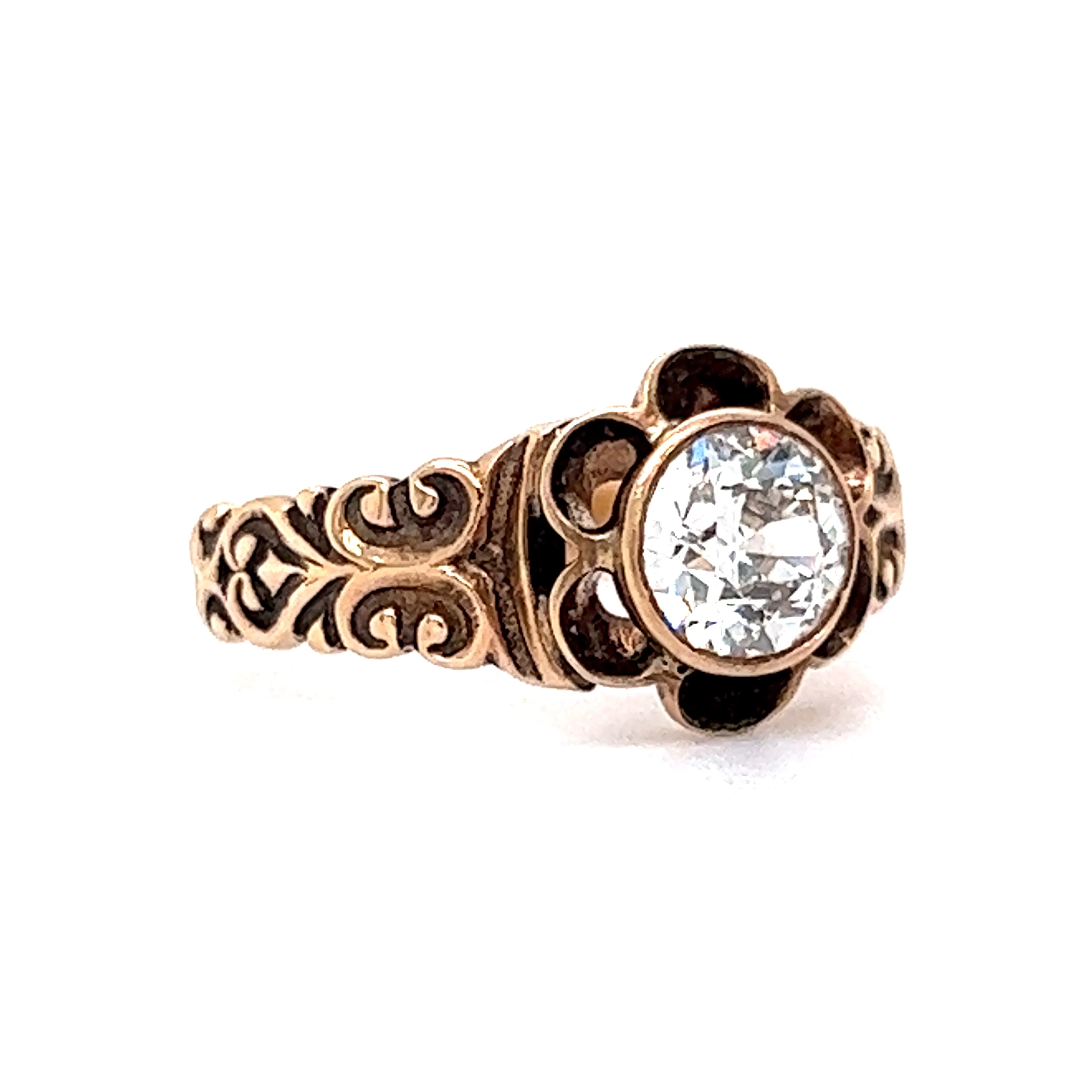Victorian European Diamond Engagement Ring in 14K Rose Gold - Image 2