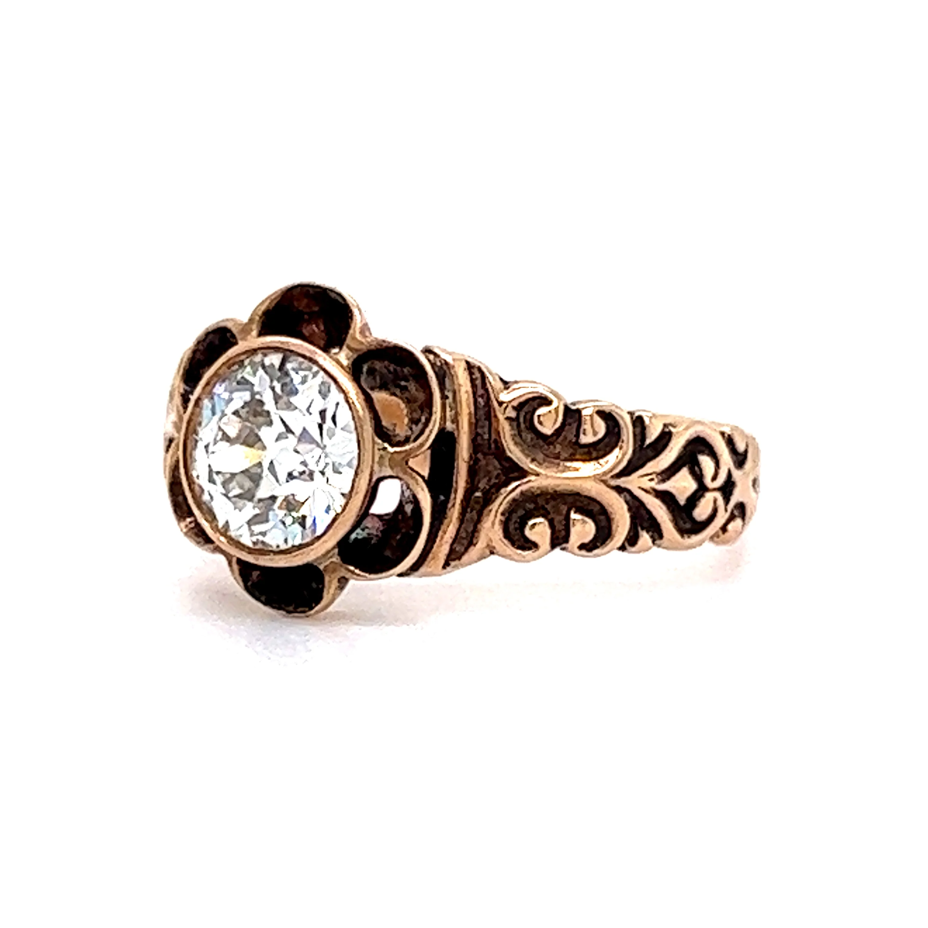 Victorian European Diamond Engagement Ring in 14K Rose Gold - Image 3