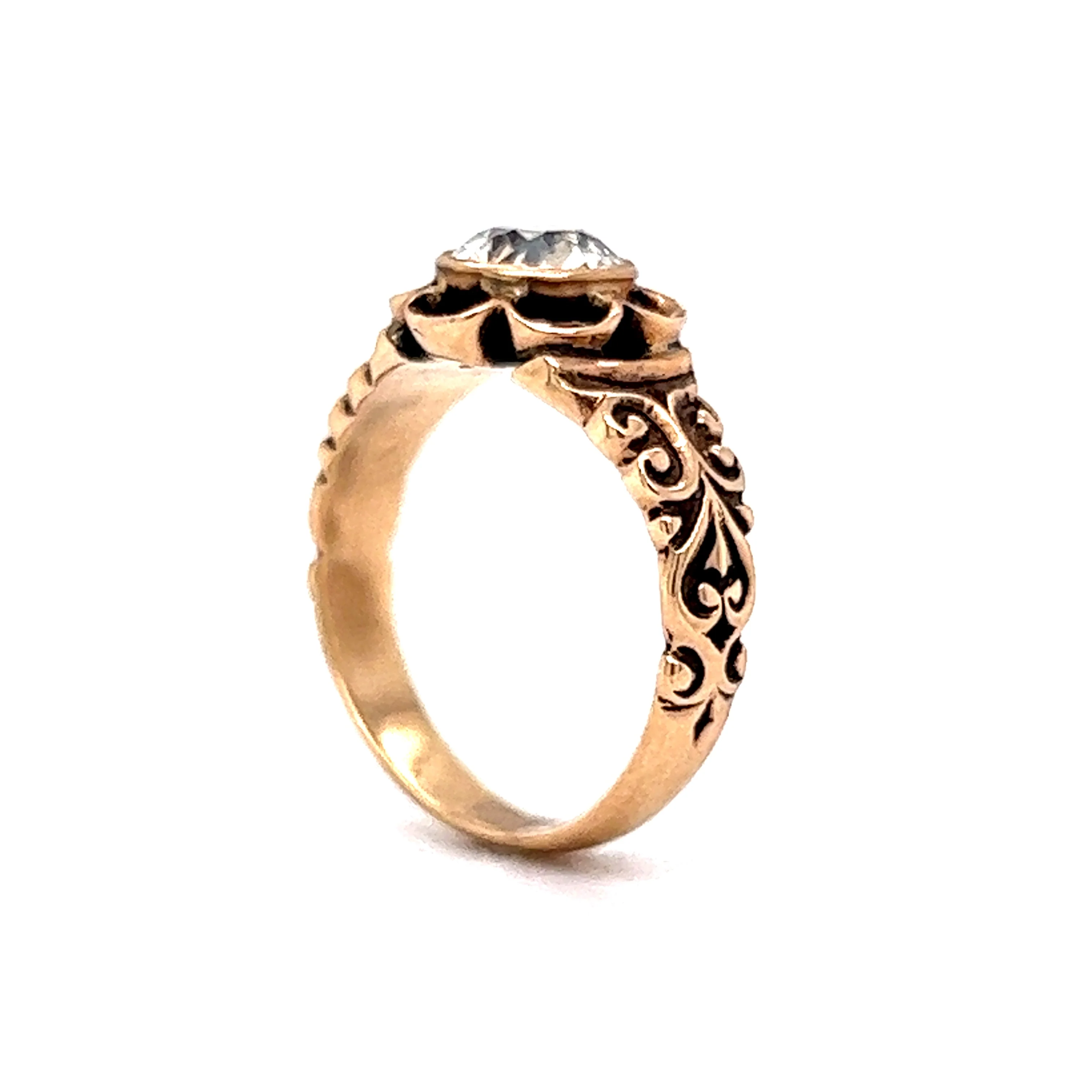 Victorian European Diamond Engagement Ring in 14K Rose Gold - Image 5