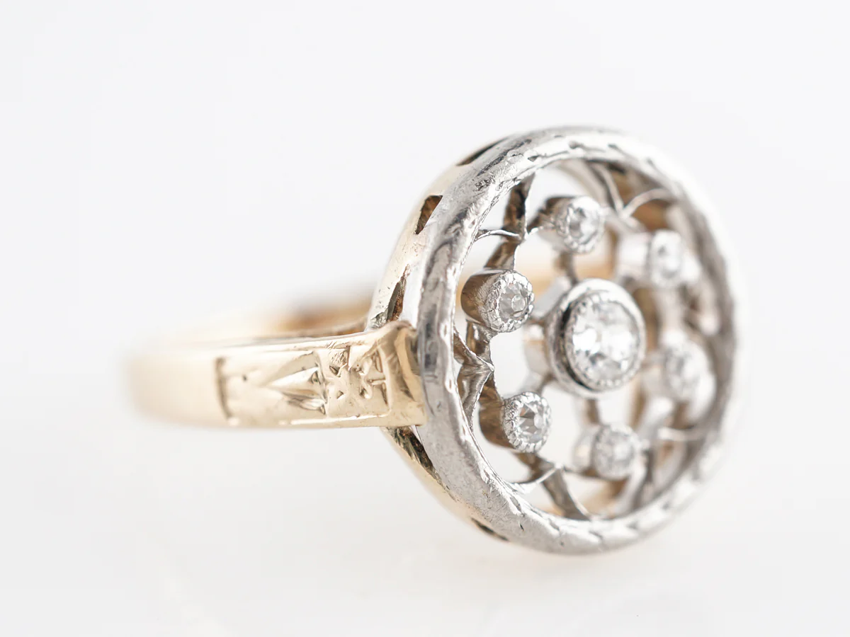 Victorian Filigree Cocktail Ring in 14K Yellow Gold - Image 3