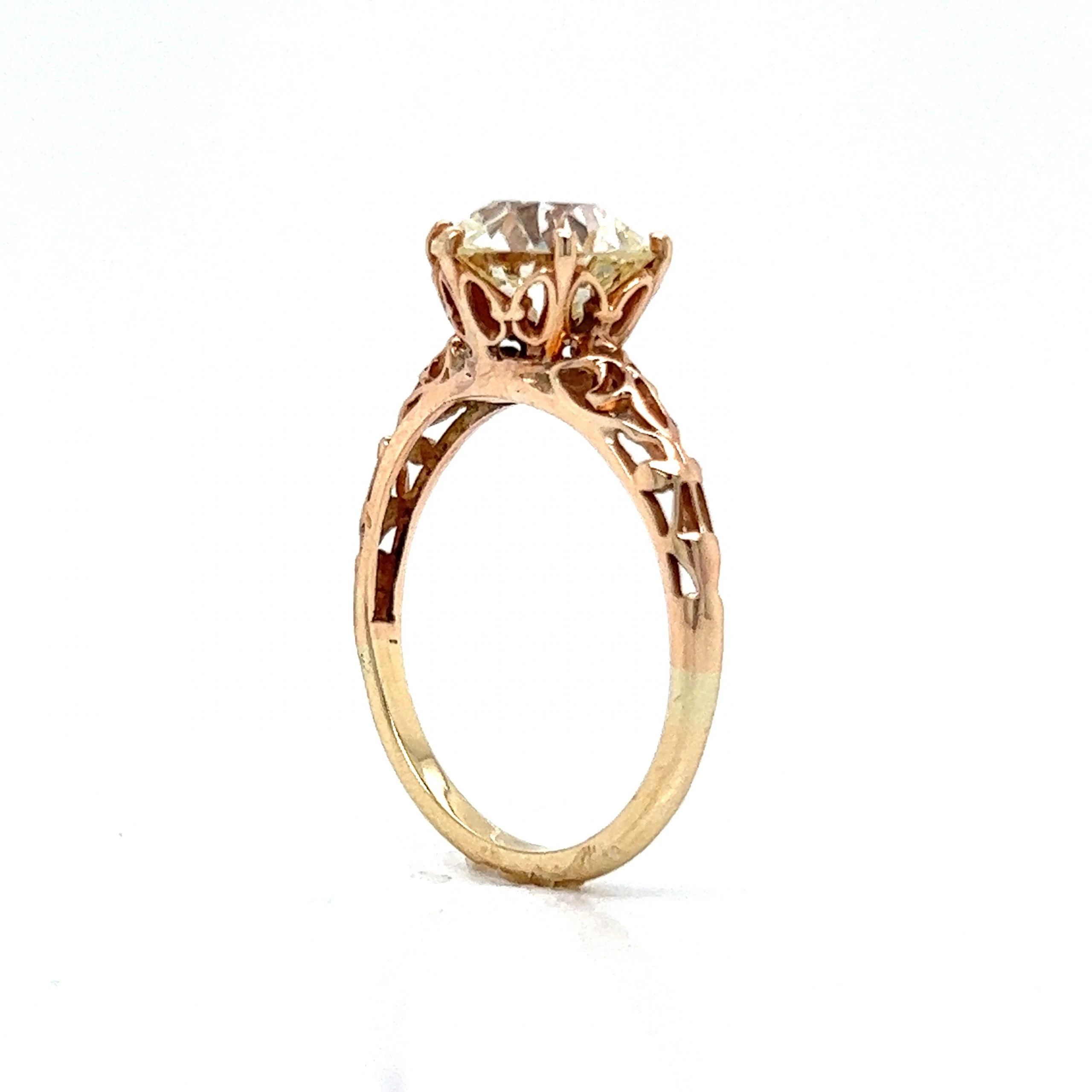 Victorian Filigree Diamond Engagement Ring in 14k Rose Gold - Image 5