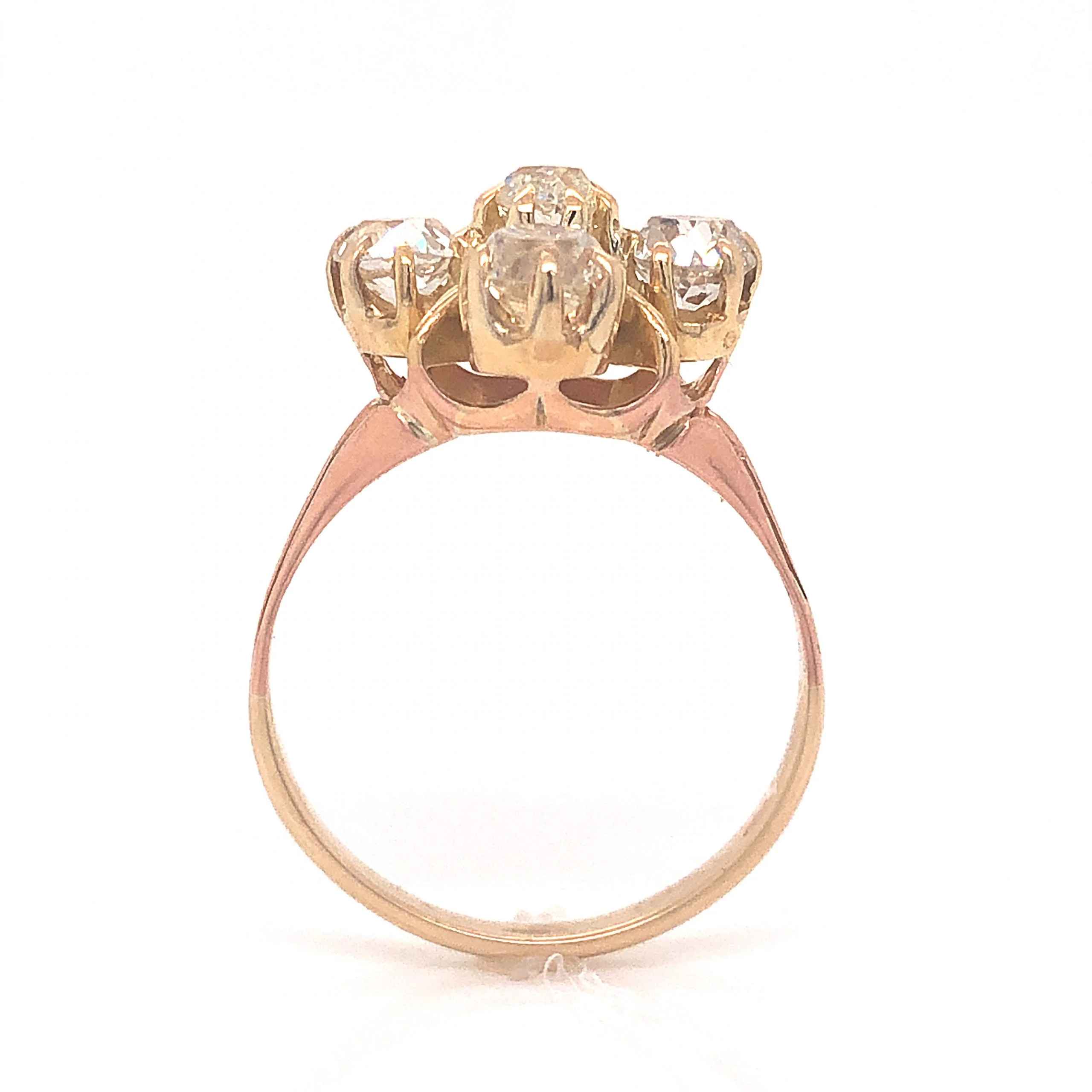 Victorian Five Diamond Cluster Ring in 14k Yellow Gold - Image 4
