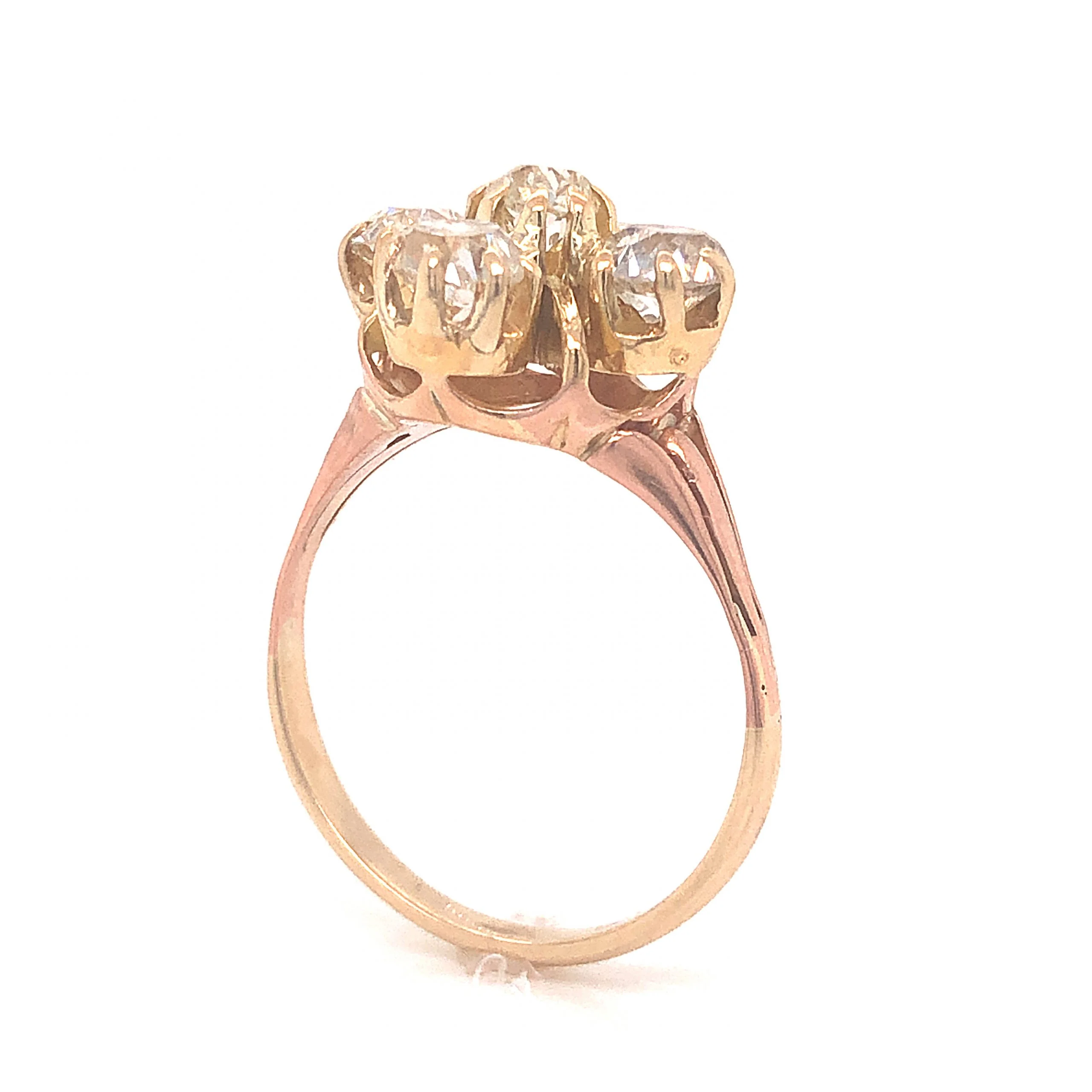 Victorian Five Diamond Cluster Ring in 14k Yellow Gold - Image 5