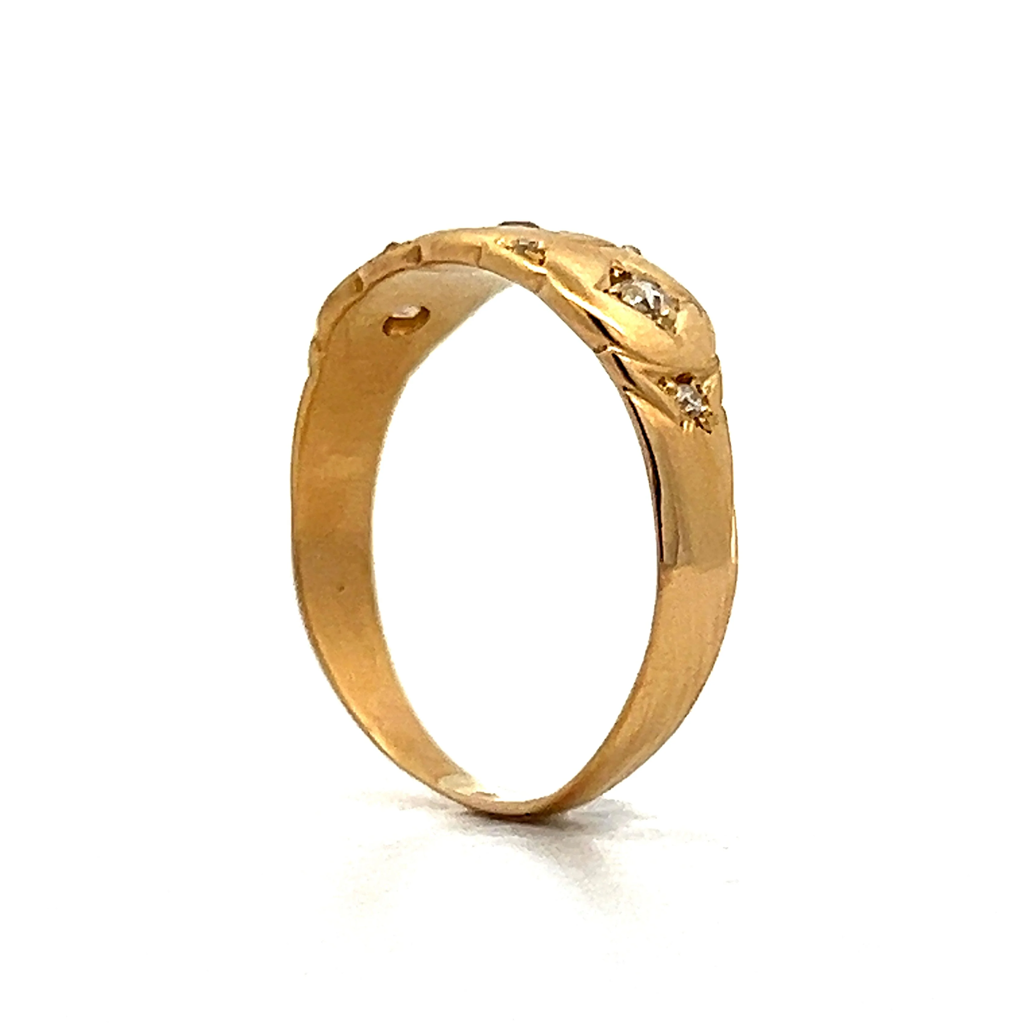 Victorian Flush Set Old Mine Diamond Ring in Yellow Gold - Image 5