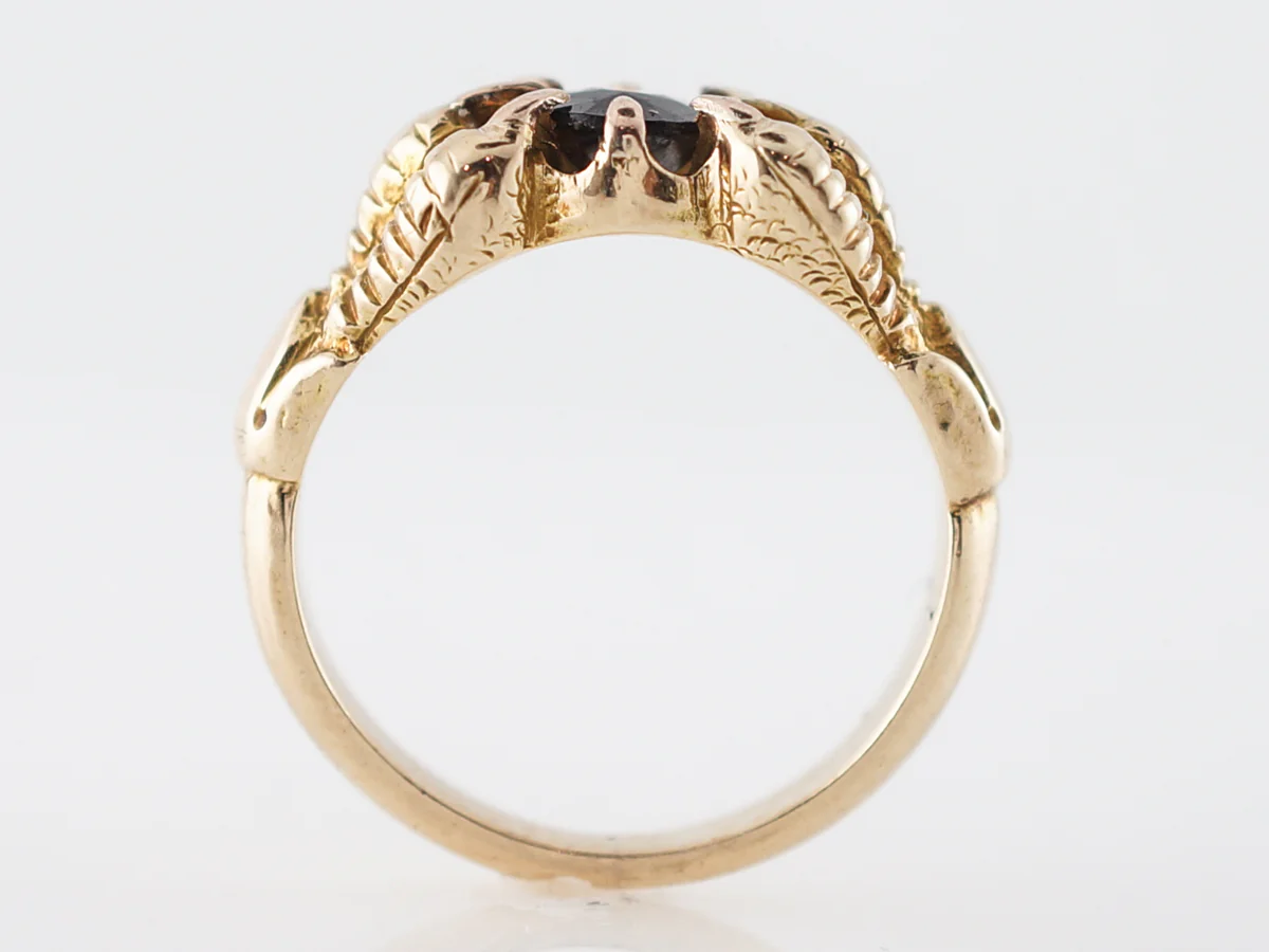 Victorian Garnet Crow Claw Ring in 14k Yellow Gold - Image 4