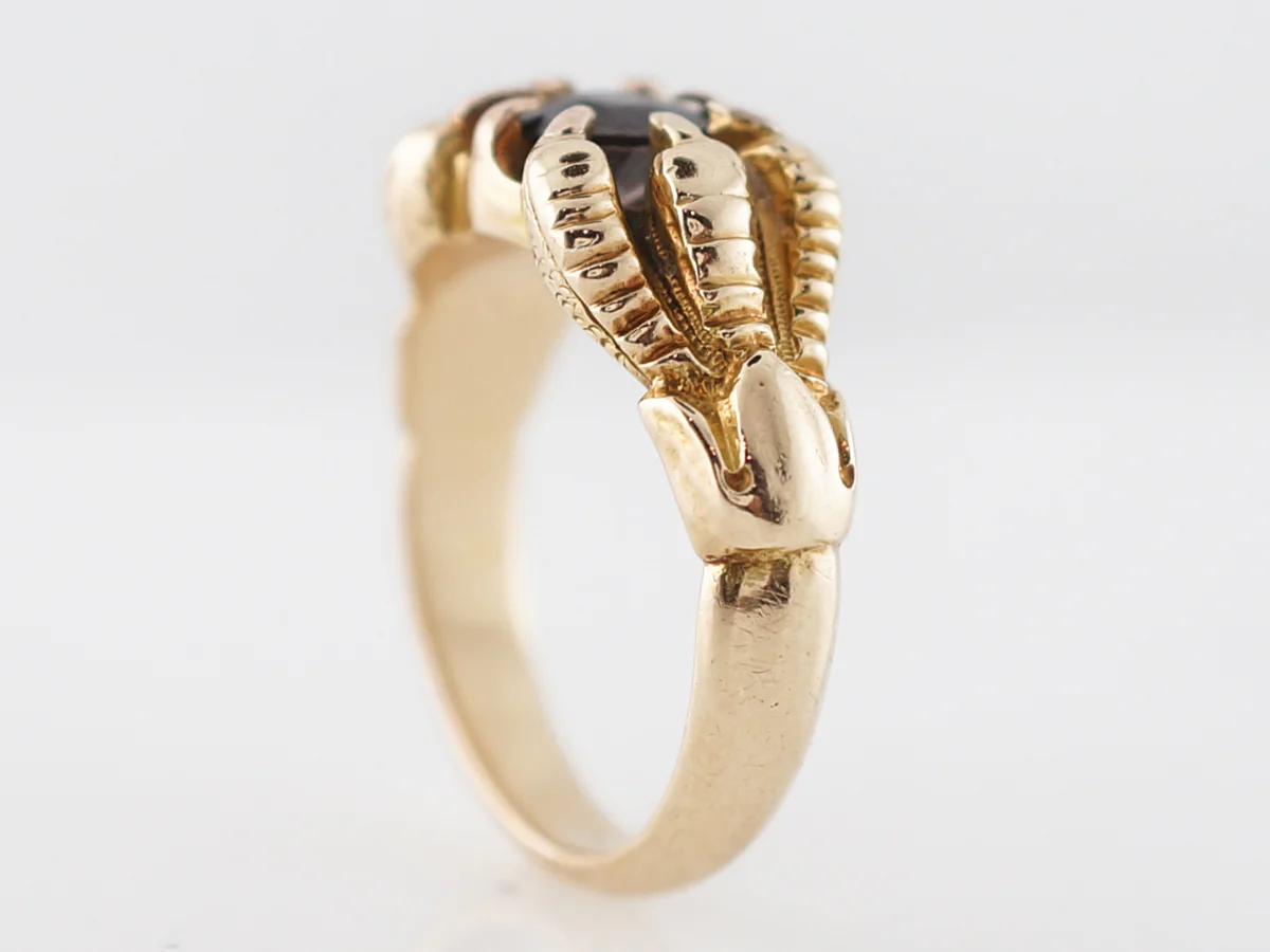 Victorian Garnet Crow Claw Ring in 14k Yellow Gold - Image 5