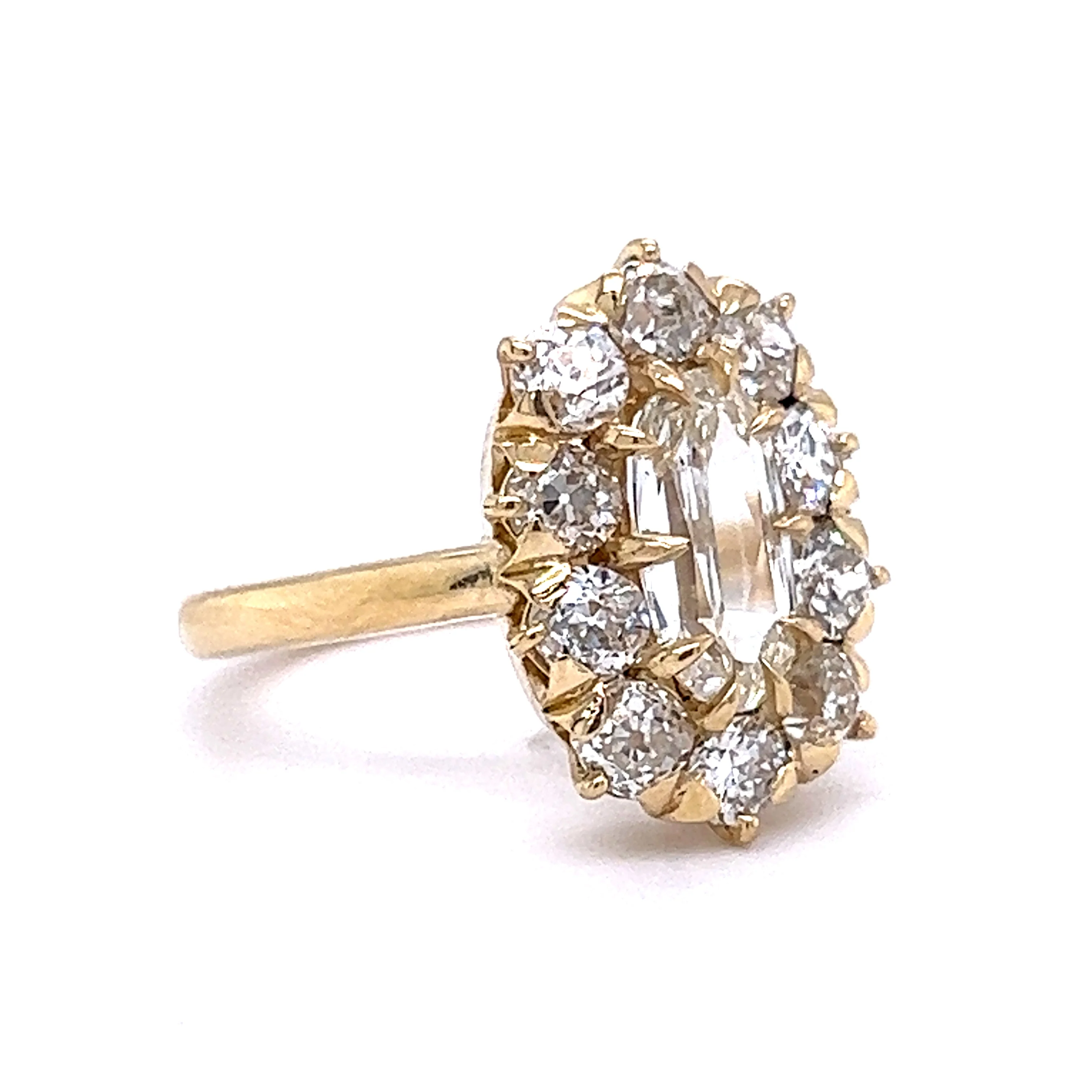 Victorian Inspired Oval Diamond Cluster Engagement Ring in 14k Gold - Image 3