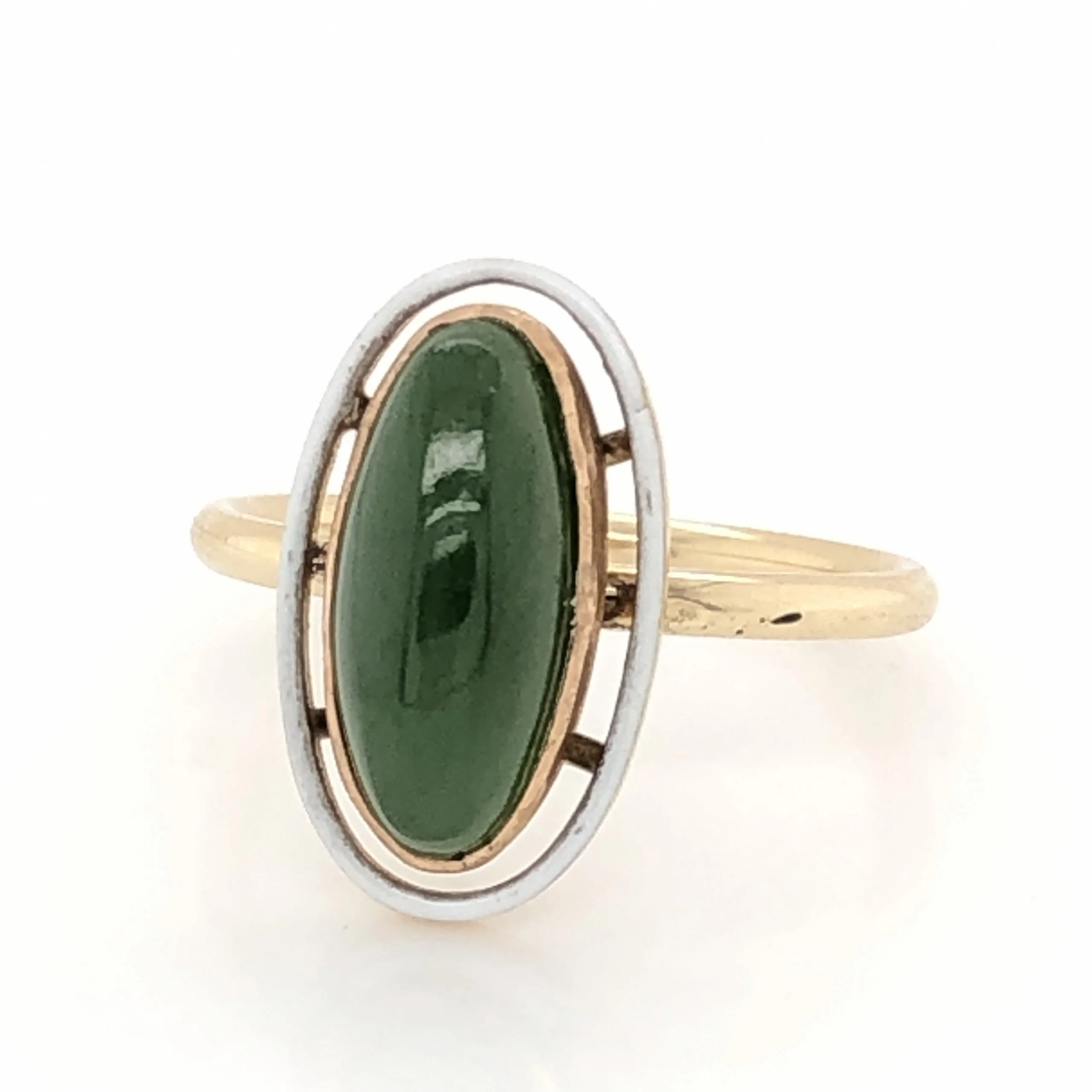 Victorian Jade Right Hand Ring  in 14k Yellow Gold - Image 2