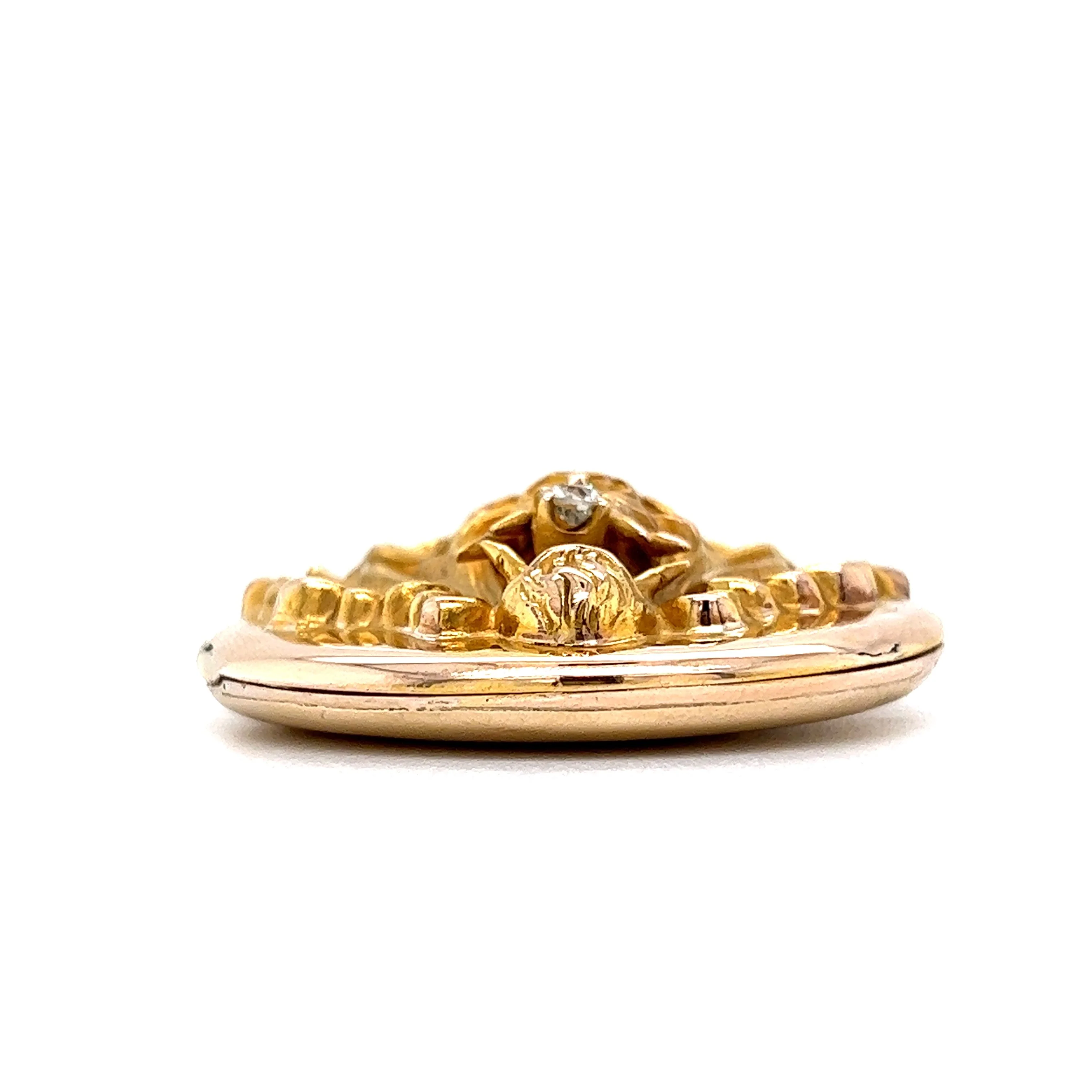 Victorian Lion Head Applique Locket in 10k & 14k Yellow Gold - Image 2