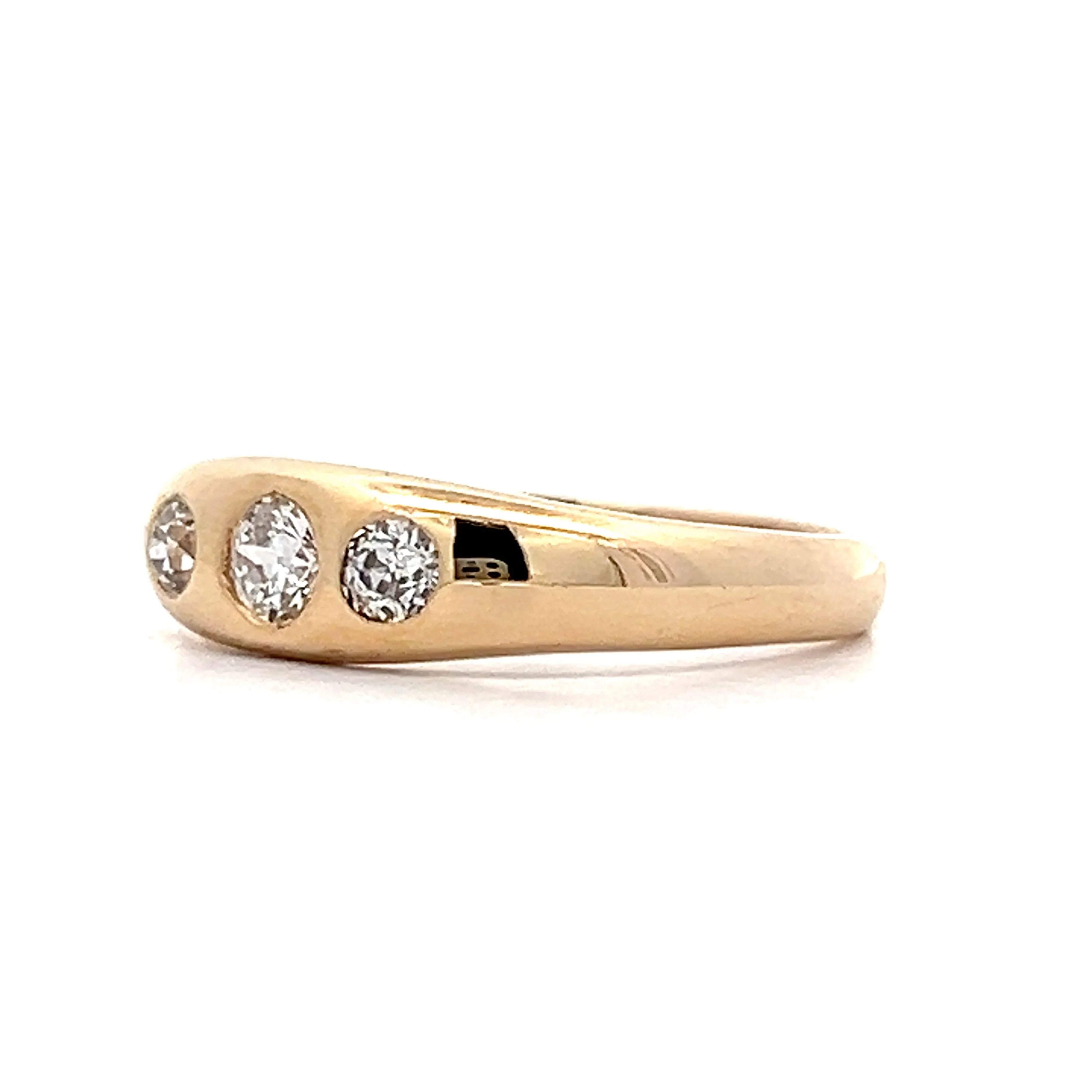 Victorian Mens Flush Set Diamond Three Stone Ring - Image 2