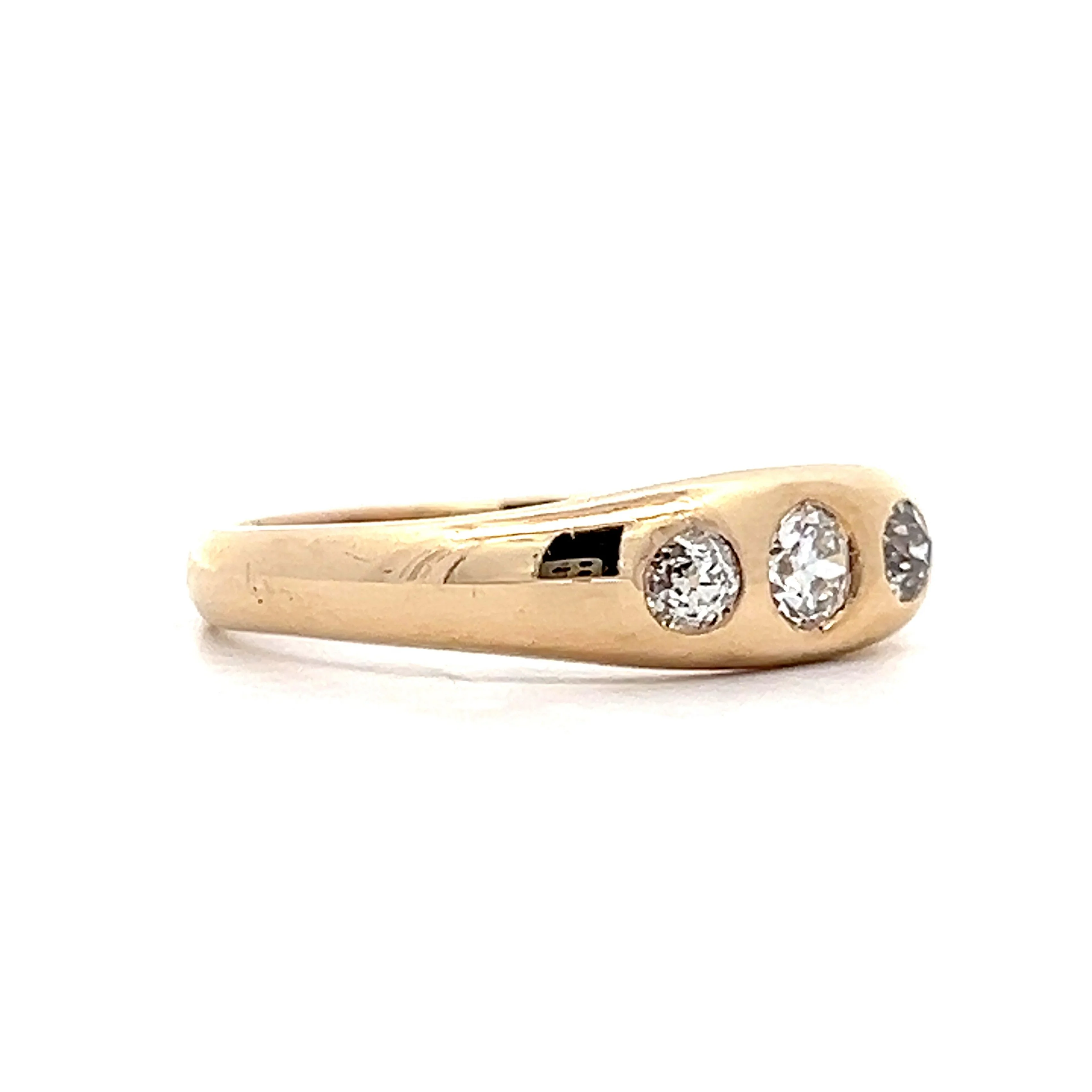 Victorian Mens Flush Set Diamond Three Stone Ring - Image 3