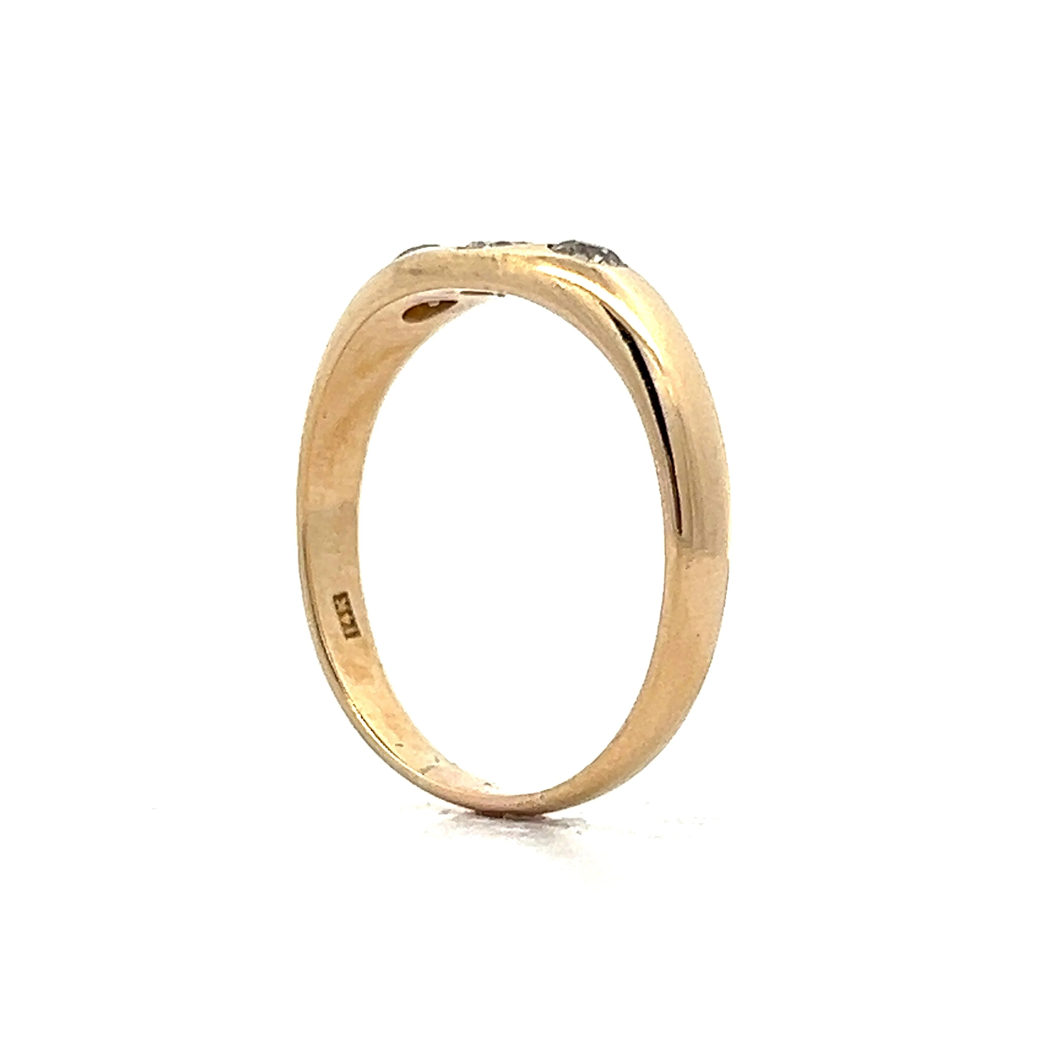 Victorian Mens Flush Set Diamond Three Stone Ring - Image 5