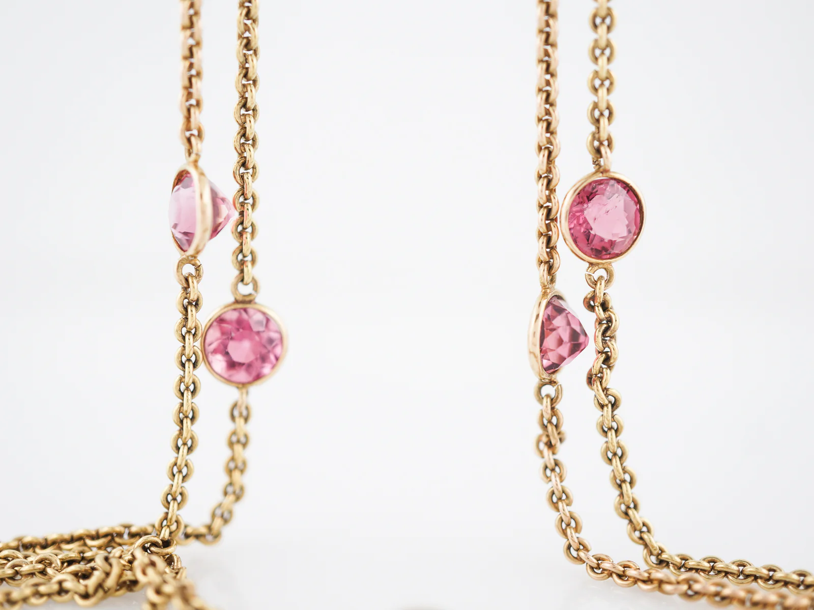 Victorian Necklace Amethyst, Peridot, & Pink Tourmaline in 14k Yellow Gold - Image 4