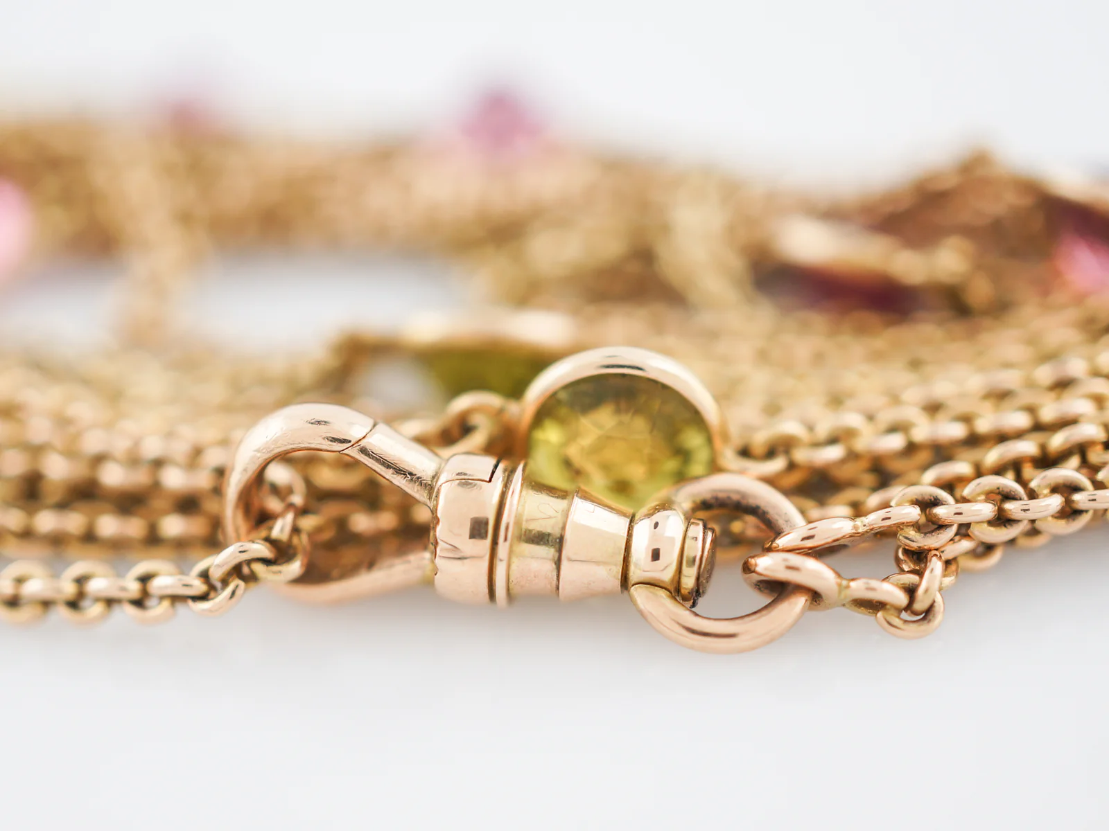Victorian Necklace Amethyst, Peridot, & Pink Tourmaline in 14k Yellow Gold - Image 5