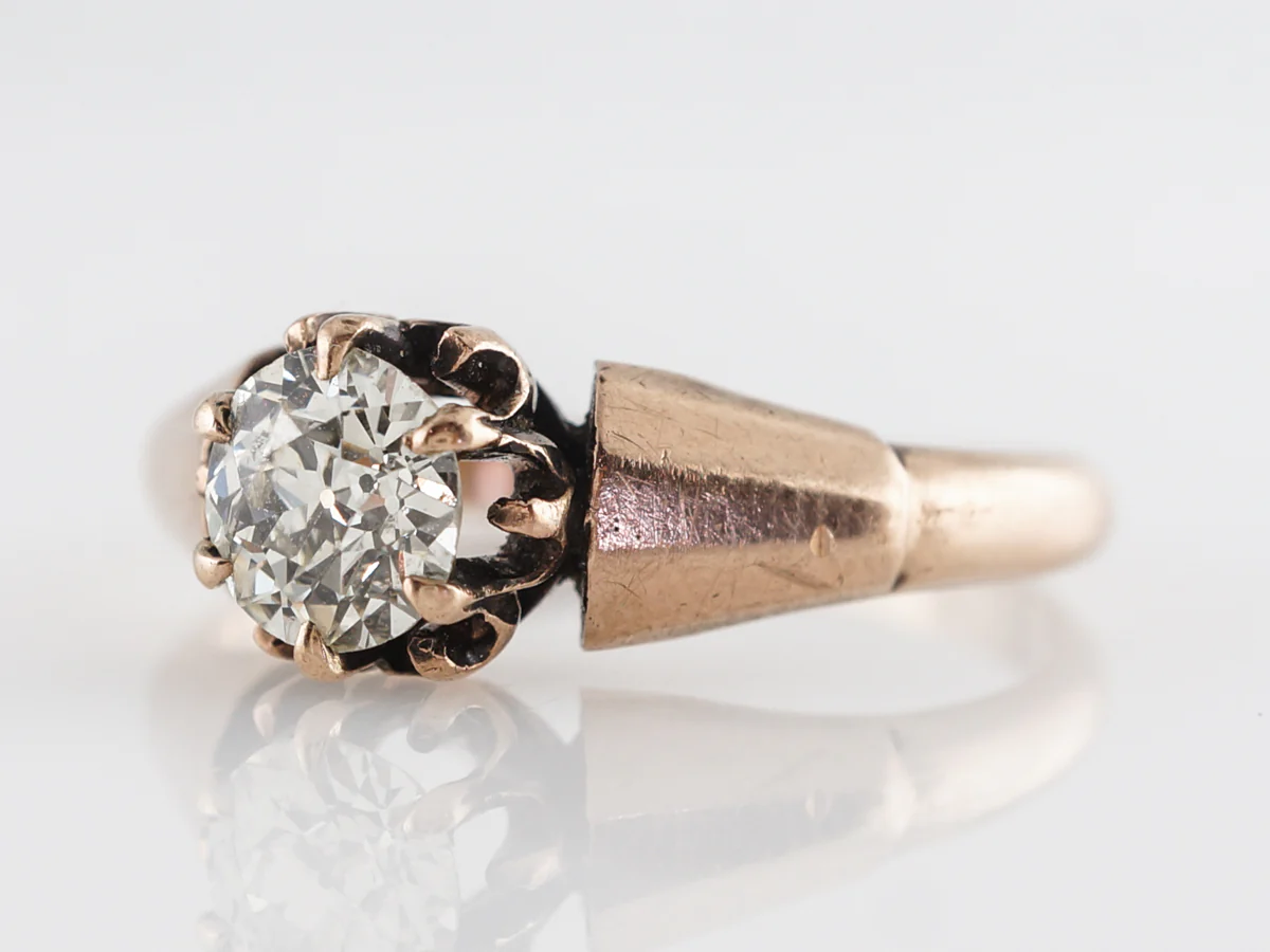 Victorian Old Euro Diamond Engagement Ring in 14K Rose Gold - Image 2
