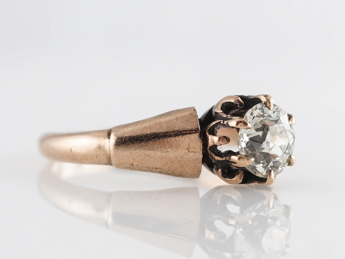 Victorian Old Euro Diamond Engagement Ring in 14K Rose Gold - Image 3