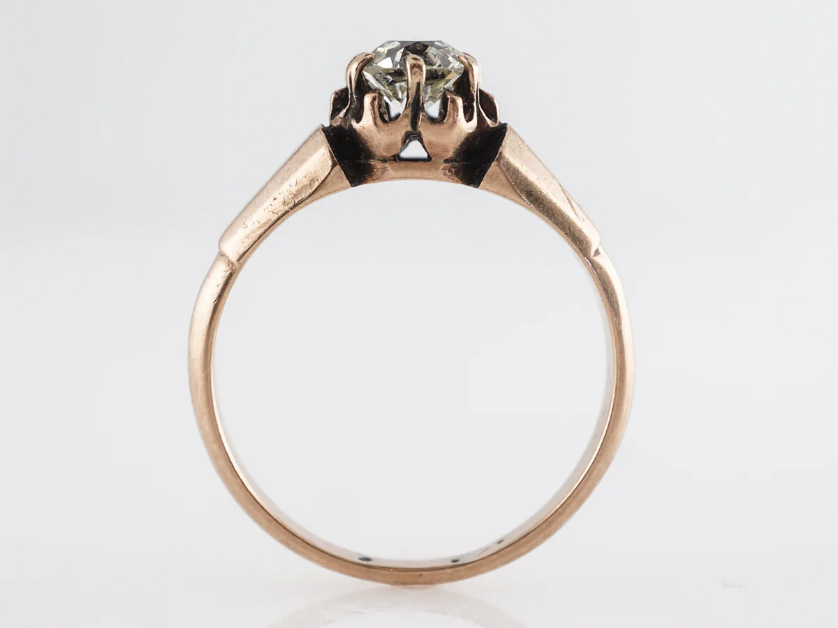 Victorian Old Euro Diamond Engagement Ring in 14K Rose Gold - Image 5