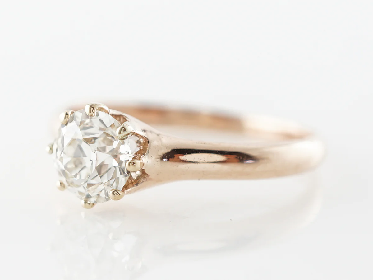 Victorian Old Euro Diamond Engagement Ring in Yellow Gold - Image 2