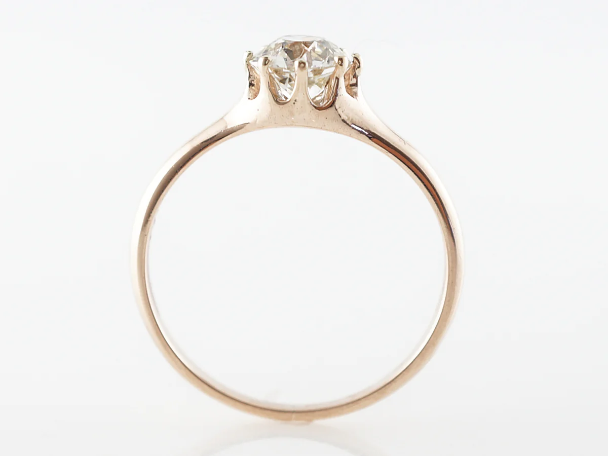 Victorian Old Euro Diamond Engagement Ring in Yellow Gold - Image 4