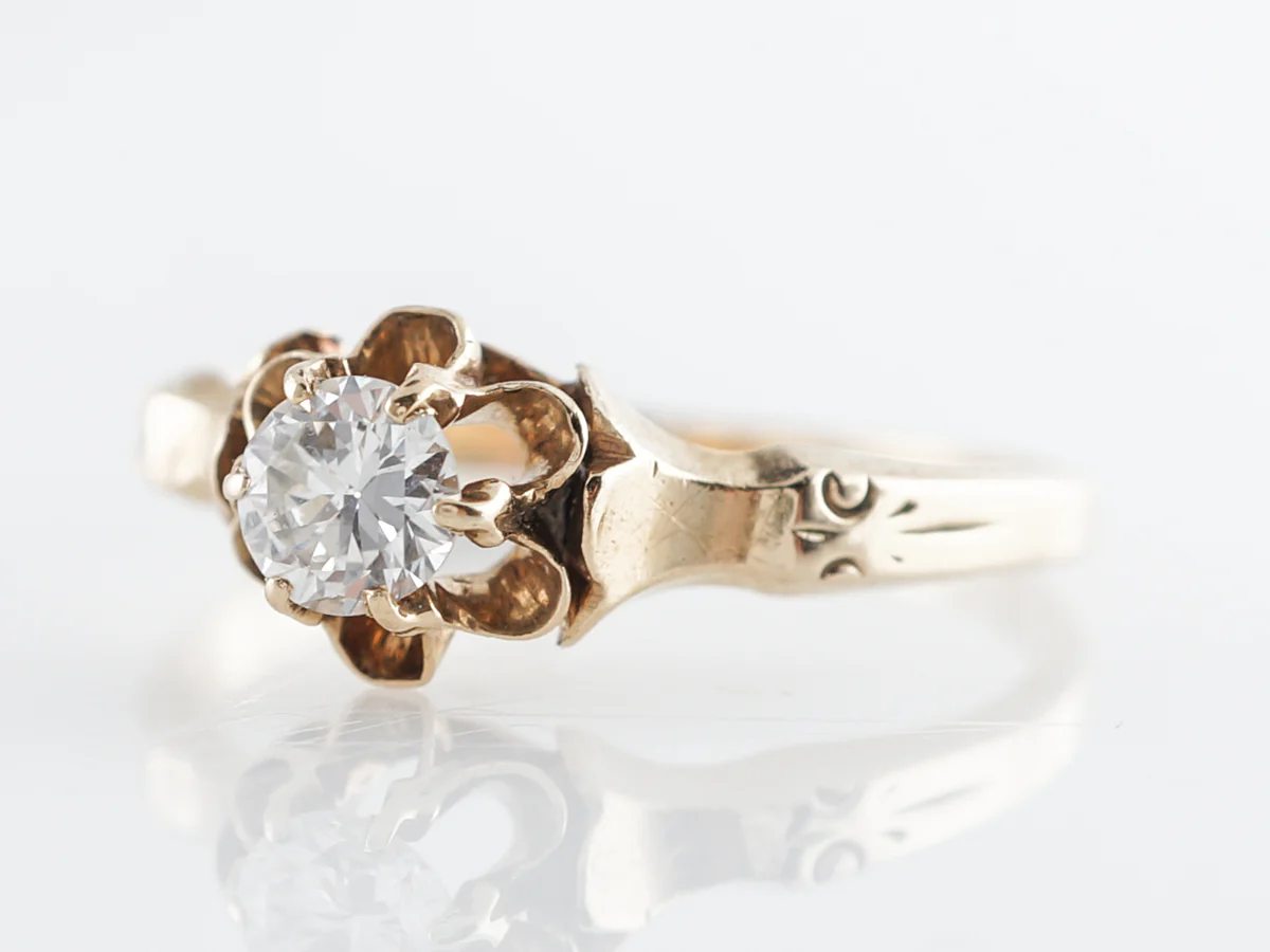 Victorian Old European Cut Diamond Engagement Ring 14k Yellow Gold - Image 2