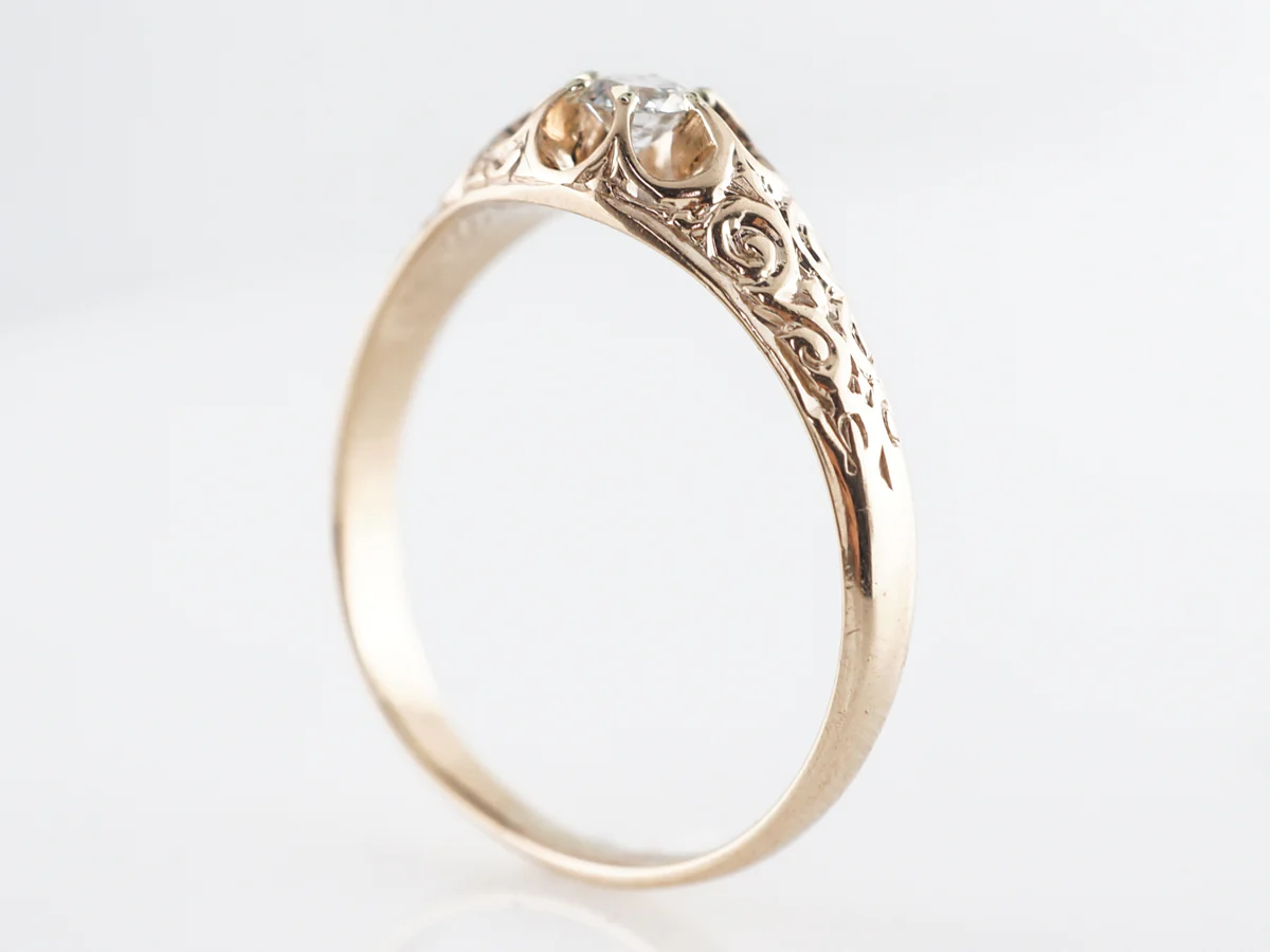 Victorian Old European Solitaire Diamond Engagement Ring - Image 4