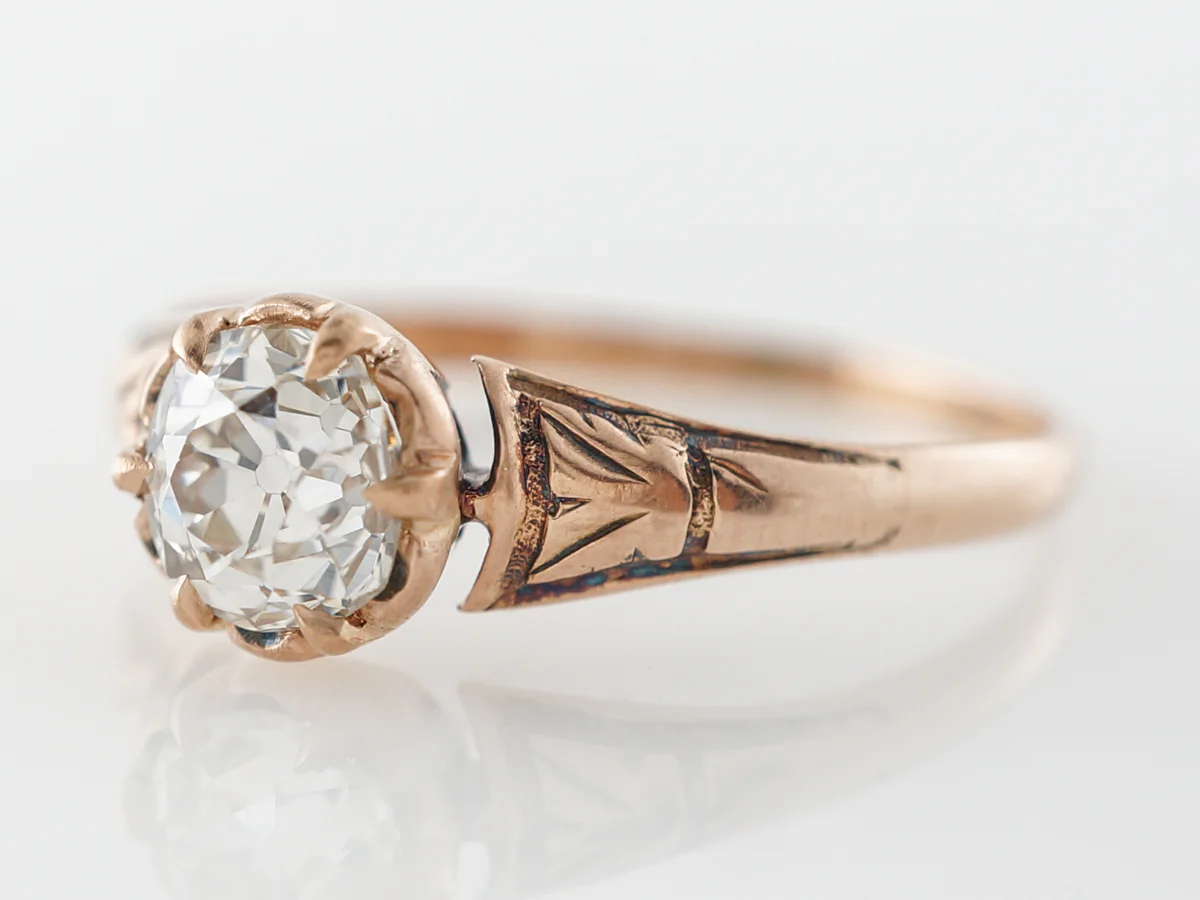 Victorian Old Mine Diamond Engagement Ring in Rose Gold - Image 2