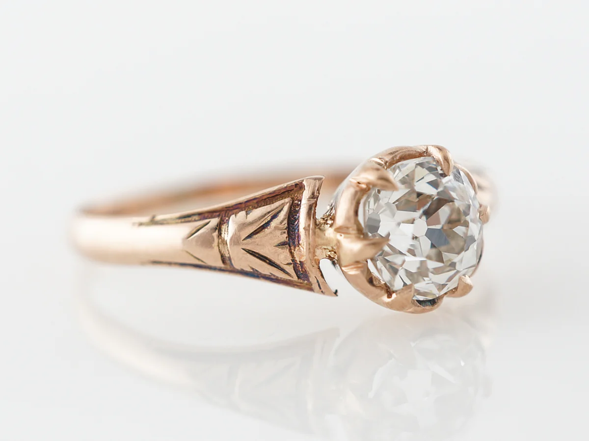 Victorian Old Mine Diamond Engagement Ring in Rose Gold - Image 3