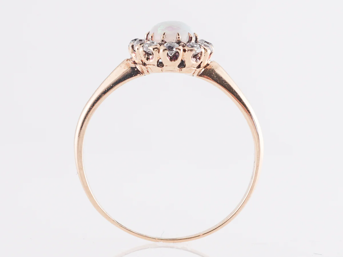 Victorian Opal and Diamond Cocktail Ring 14k Yellow Gold - Image 4