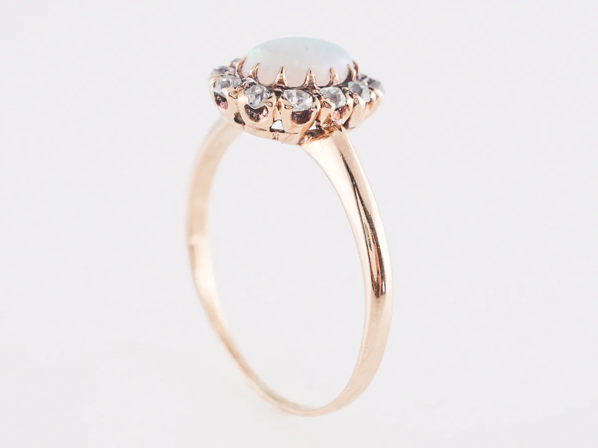 Victorian Opal and Diamond Cocktail Ring 14k Yellow Gold - Image 5