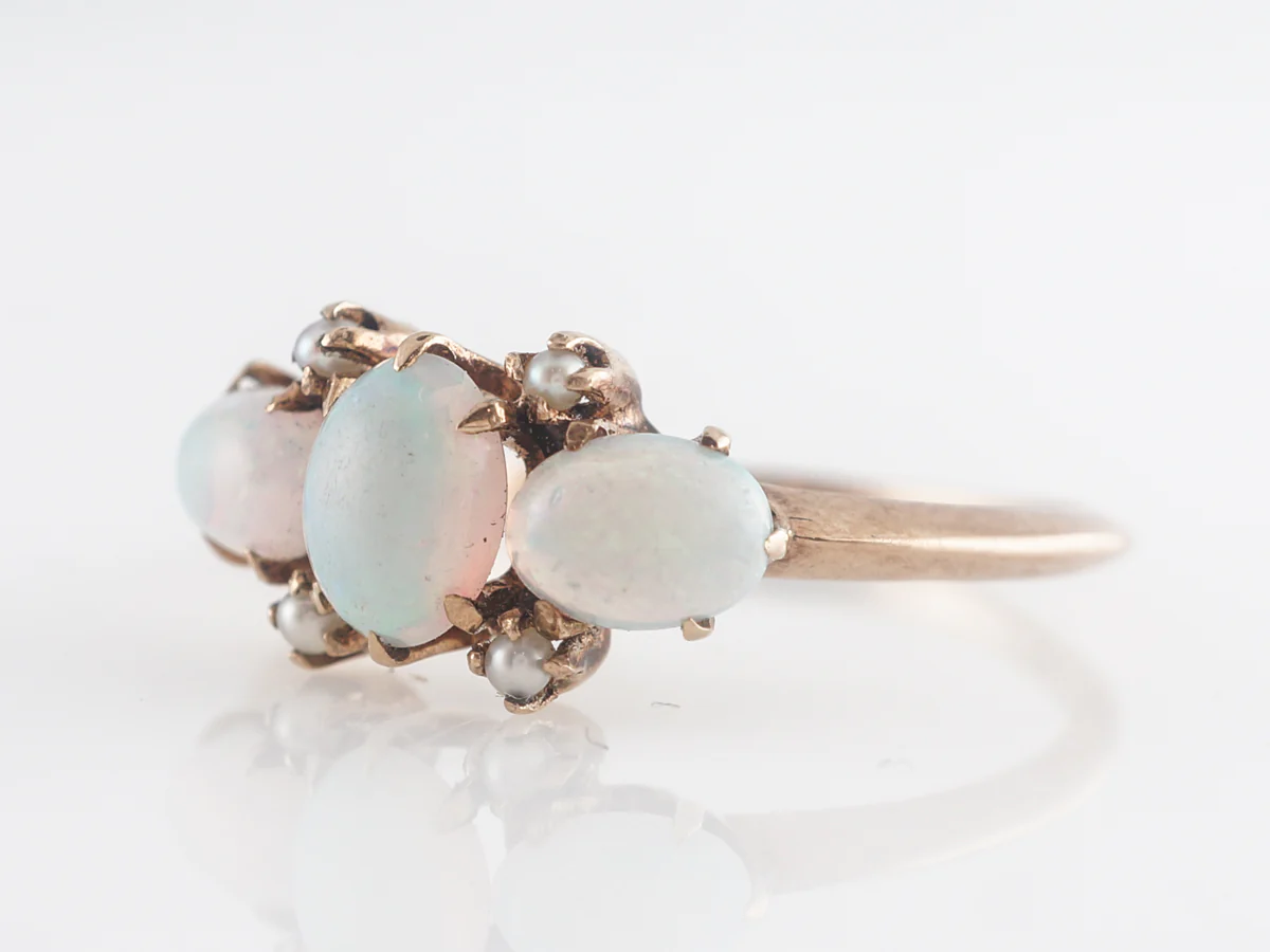 Victorian Opal and Pearl Cocktail Ring 14k - Image 2