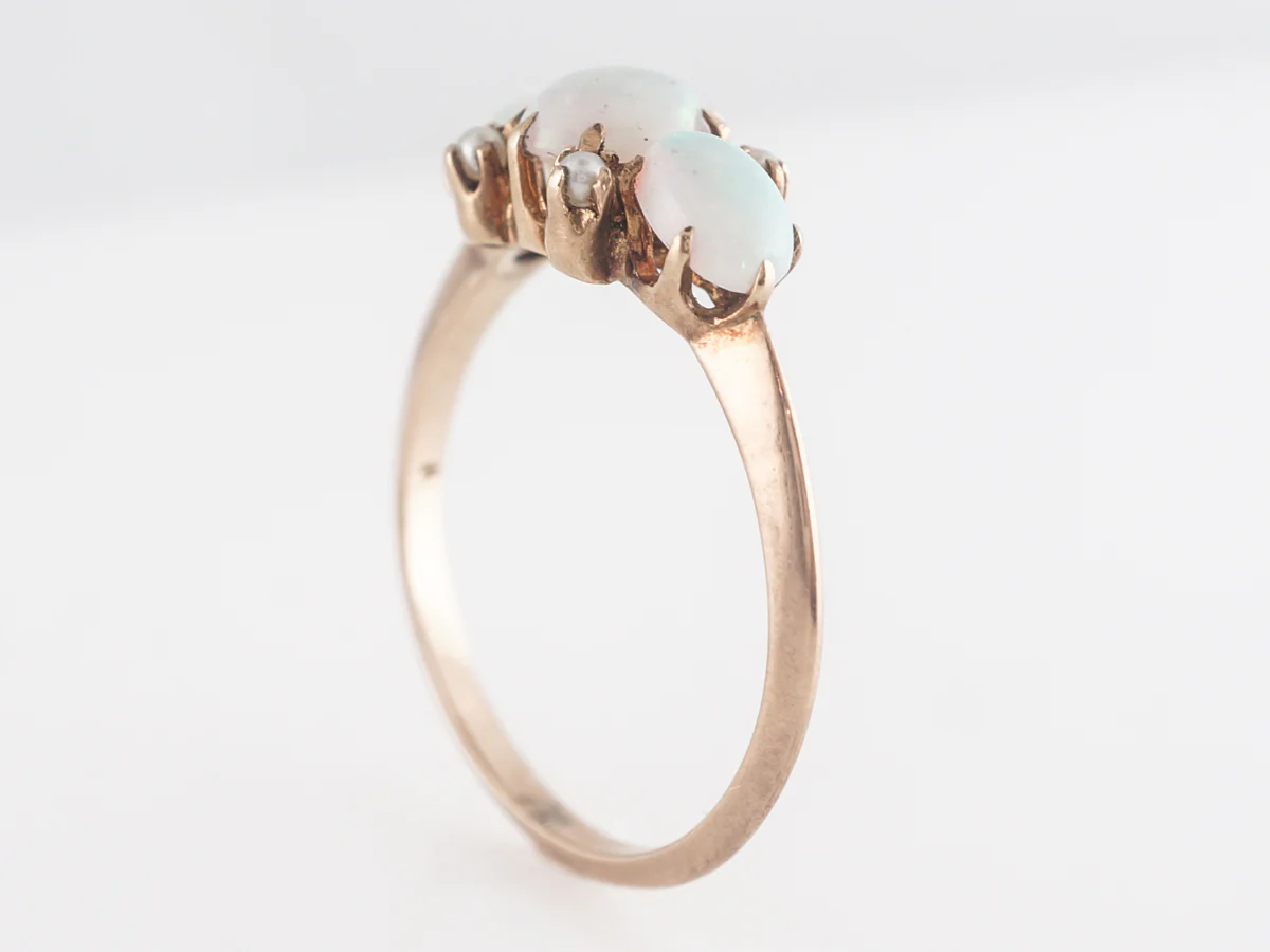 Victorian Opal and Pearl Cocktail Ring 14k - Image 5