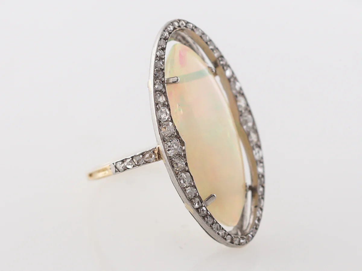 Victorian Opal & Diamond Cocktail Ring in Sterling Silver & Gold - Image 3