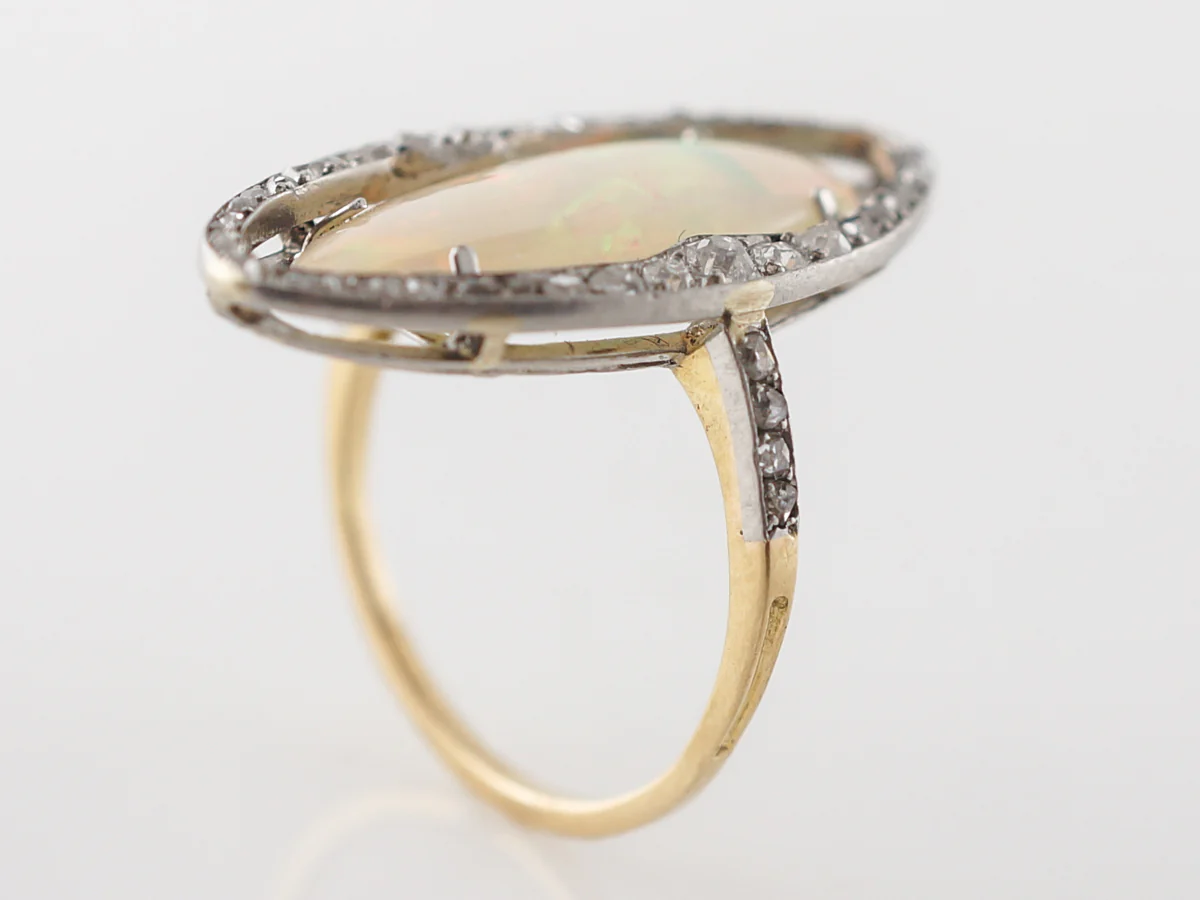 Victorian Opal & Diamond Cocktail Ring in Sterling Silver & Gold - Image 4