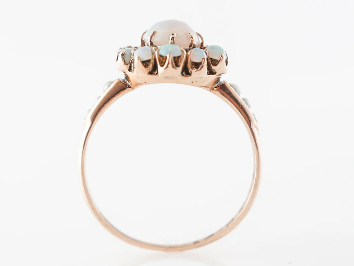 Victorian Opal Halo Ring in 12k Rose Gold - Image 4