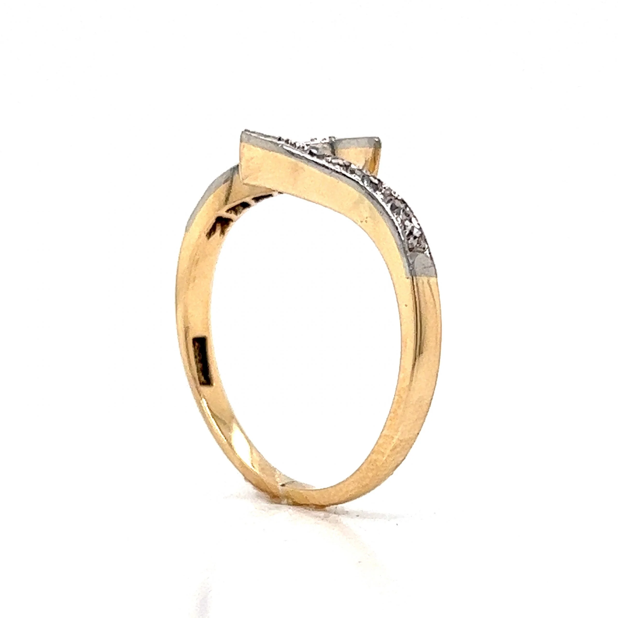 Victorian Open Diamond Ring in 14k Yellow & White Gold - Image 4