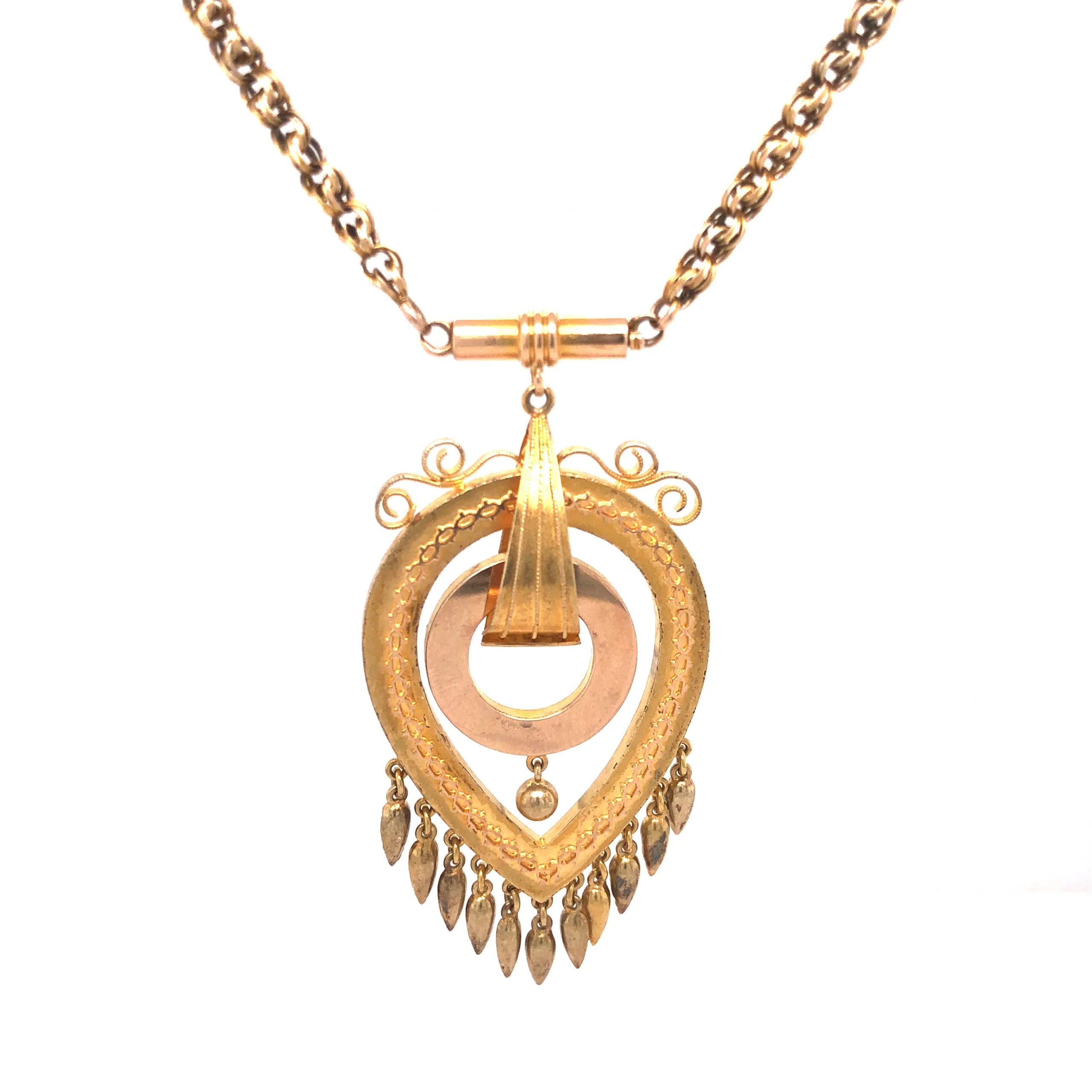 Victorian Ornate Pendant Necklace in 14k Yellow Gold - Image 2