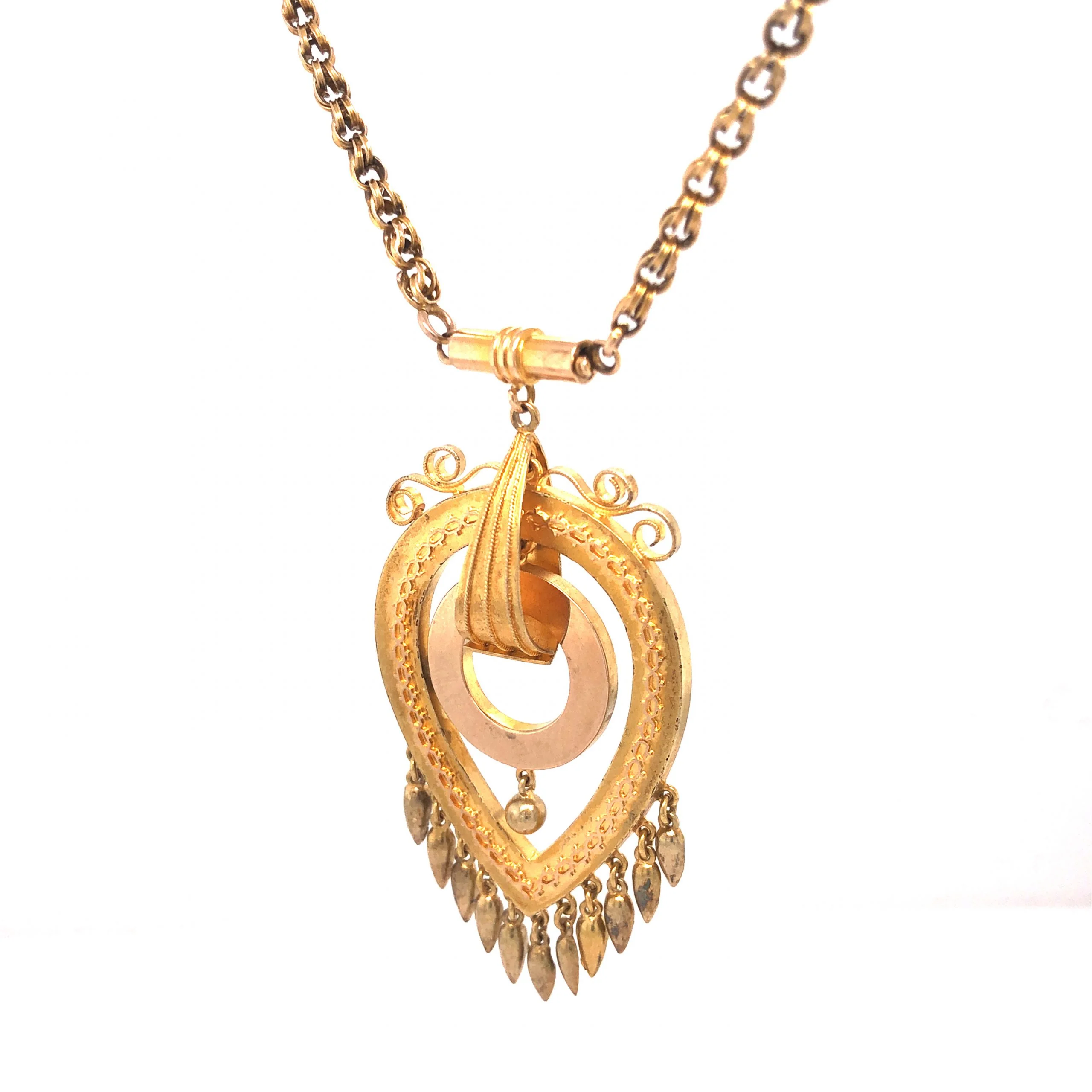 Victorian Ornate Pendant Necklace in 14k Yellow Gold - Image 3