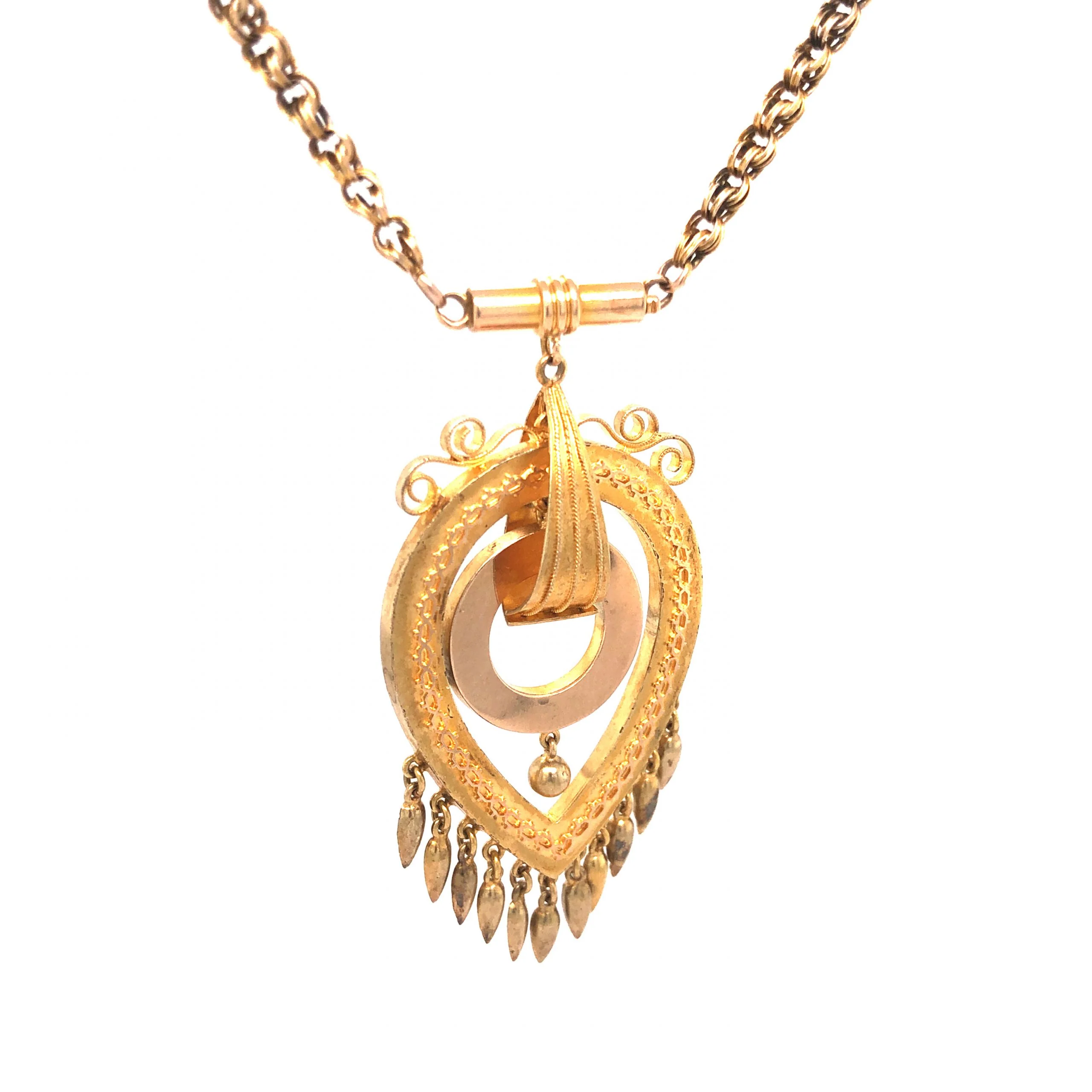 Victorian Ornate Pendant Necklace in 14k Yellow Gold - Image 4