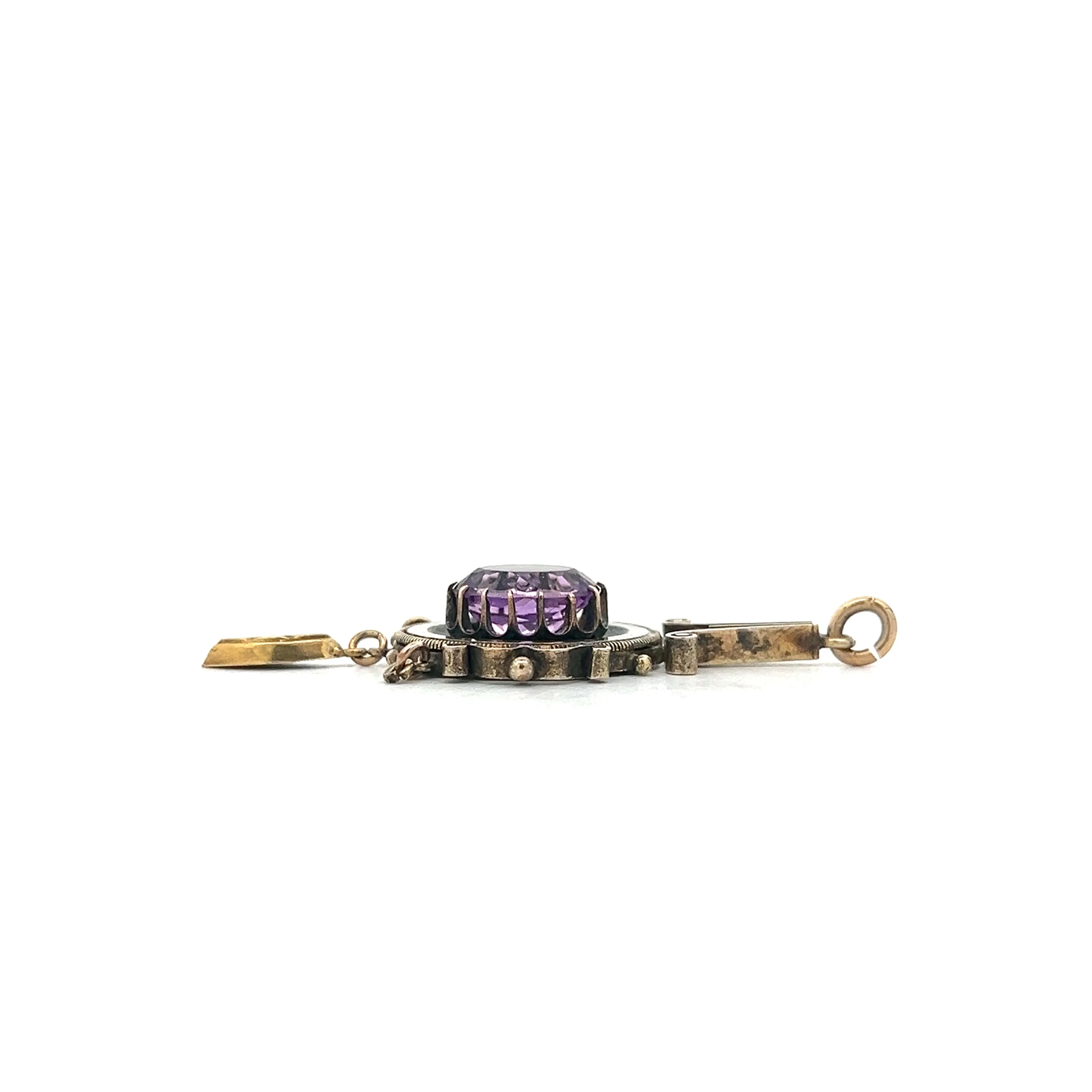 Victorian Oval Amethyst Pendant in 14k Yellow Gold - Image 3