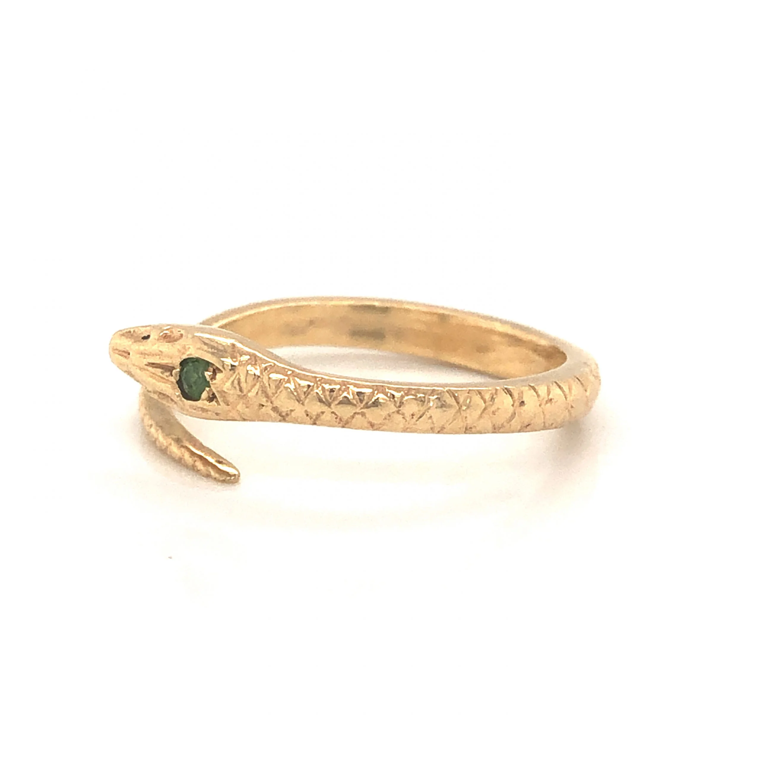 Victorian Peridot Snake Ring in 14k Yellow Gold - Image 2