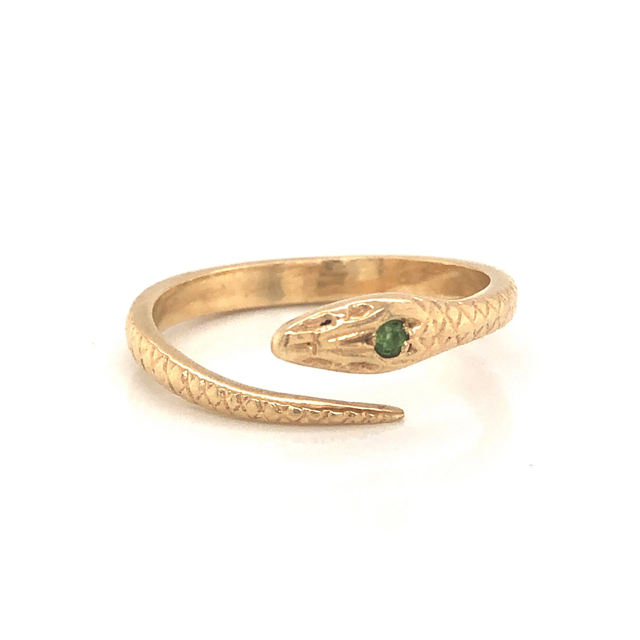 Victorian Peridot Snake Ring in 14k Yellow Gold - Image 3