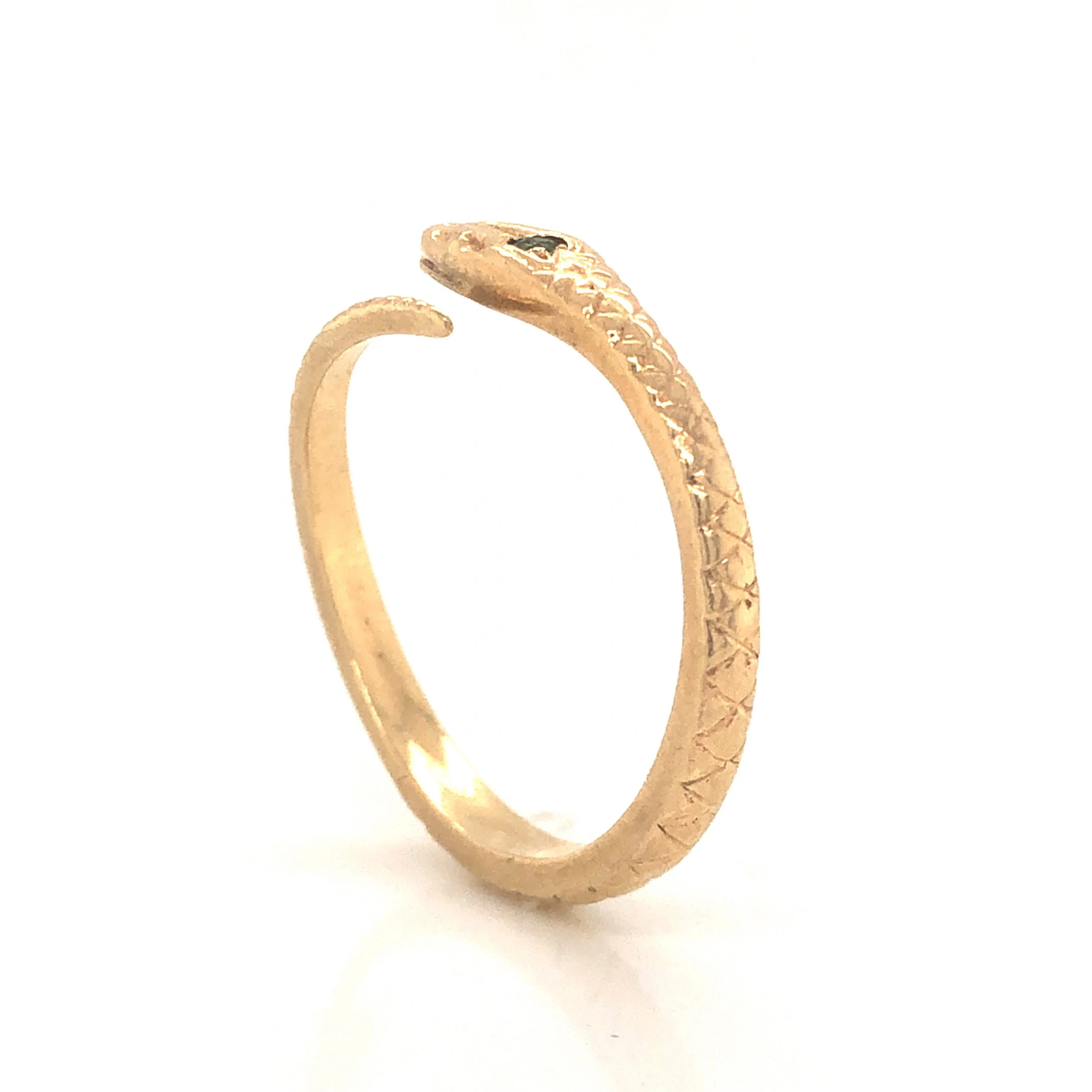 Victorian Peridot Snake Ring in 14k Yellow Gold - Image 4