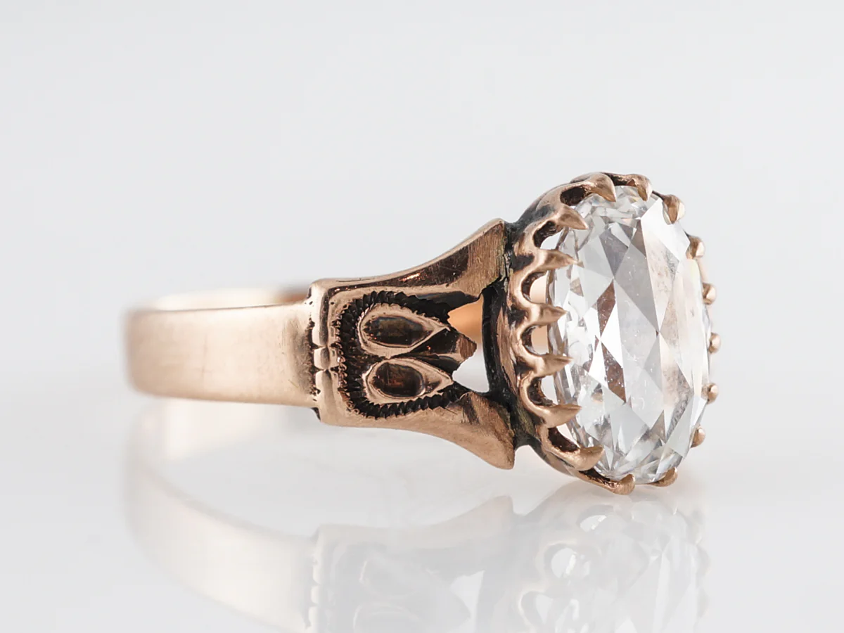 Victorian Rose Cut Diamond Engagement Ring in 14K Rose Gold - Image 3